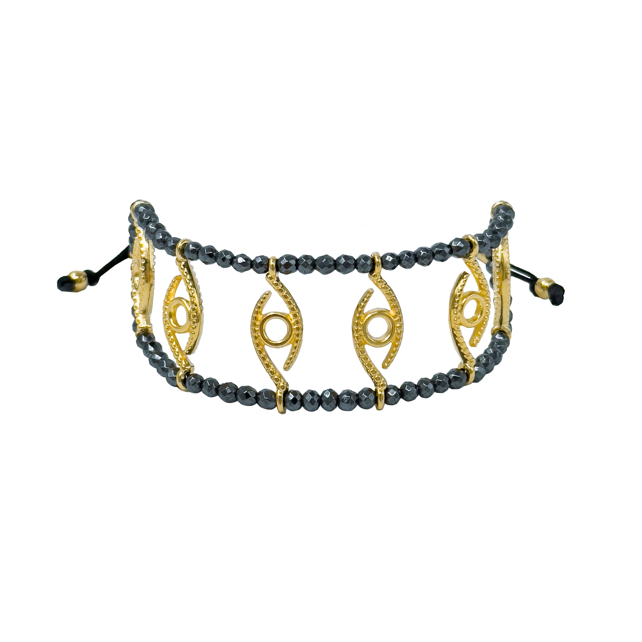 Bracelet With Golden Evileyes And Hematites