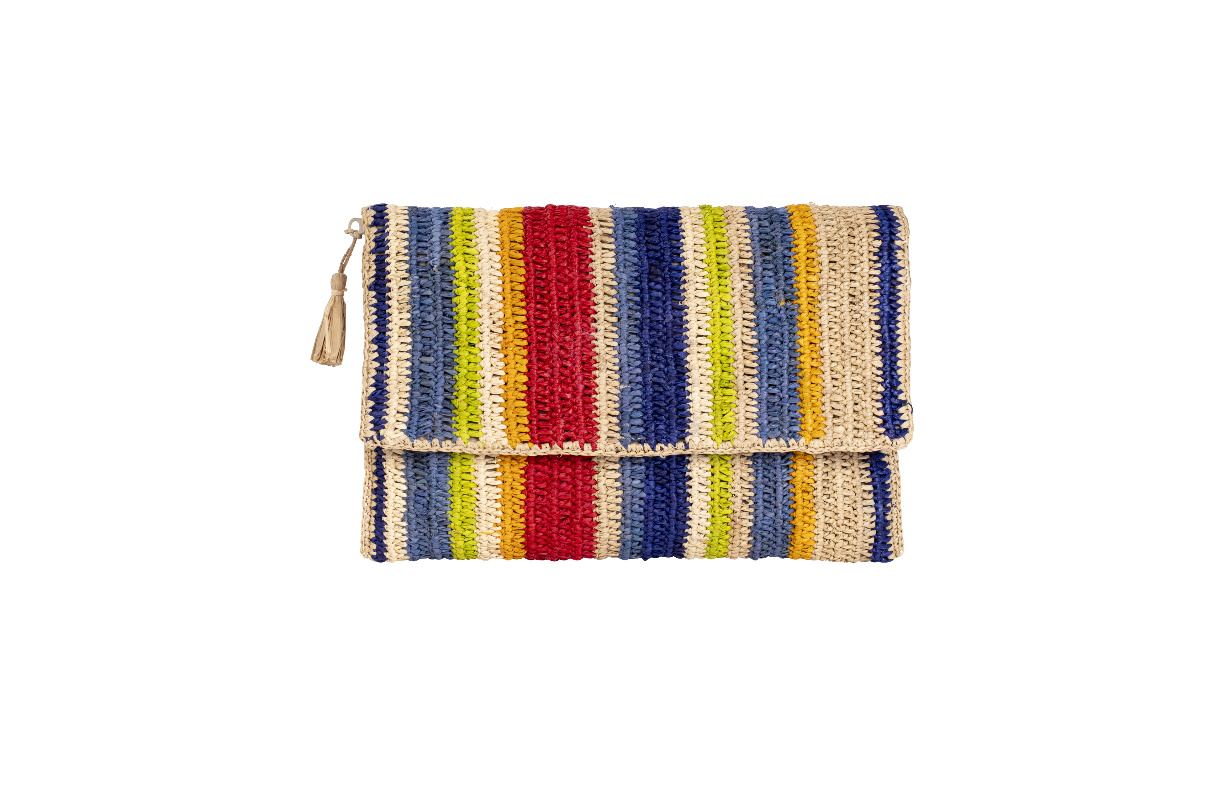 Soa Fold-Over Raffia Clutch