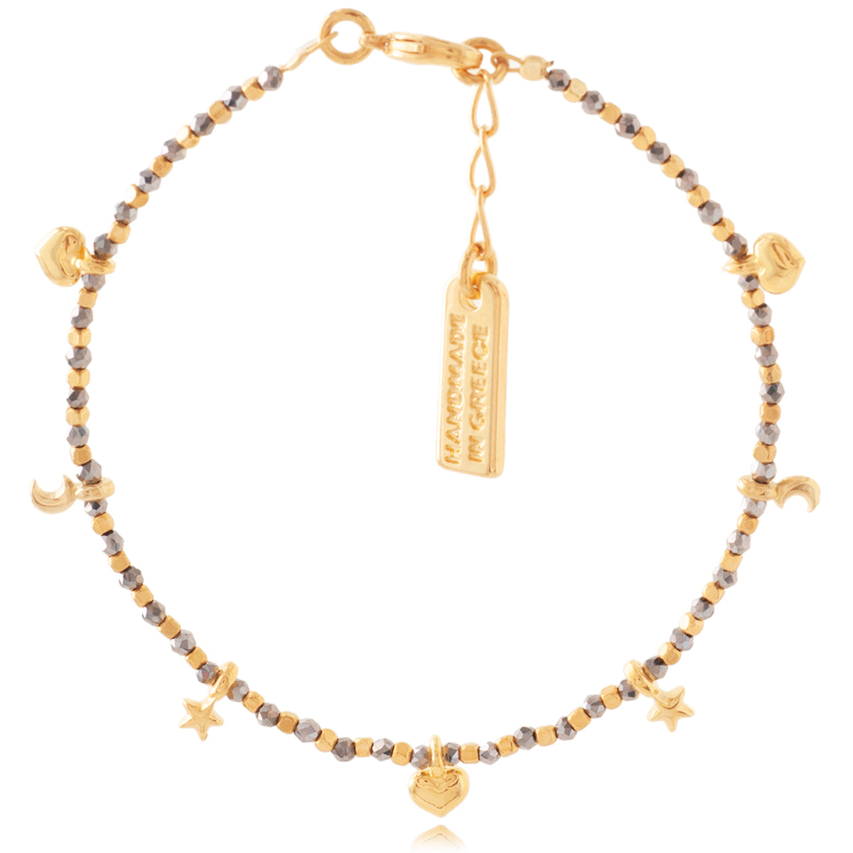 Adjustable Beaded Charm Bracelet
