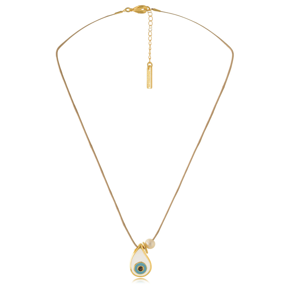 Short Silk Cord Enamel Eye Drop Necklace