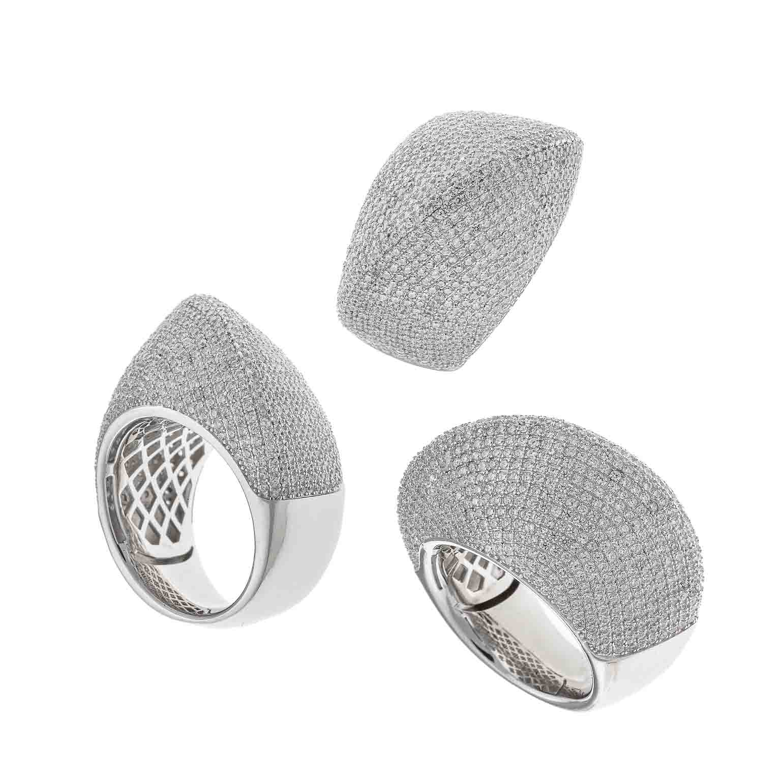 Crystal PavŽ Crest Ring