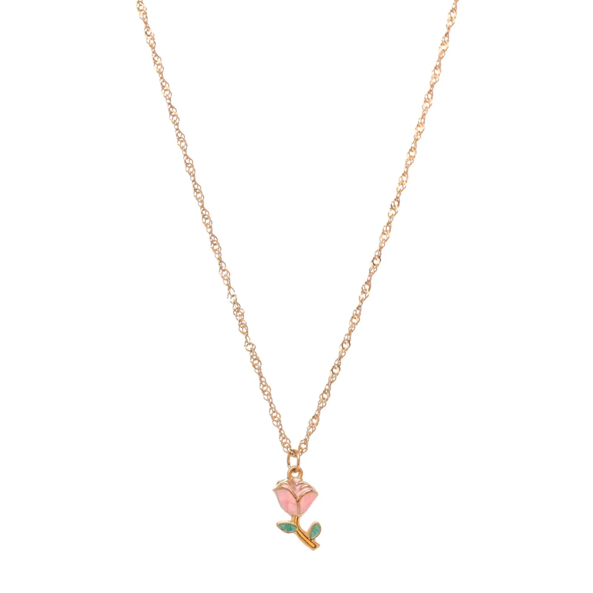 Pink Rose St.Steel Necklace