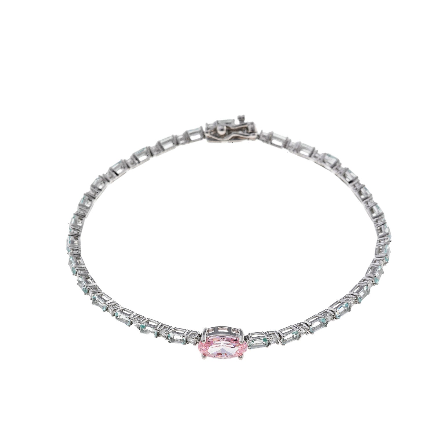 Pink & Aqua CZ Tennis Bracelet
