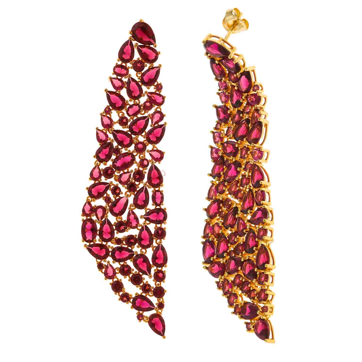 Long Ruby Waterfall Earrings
