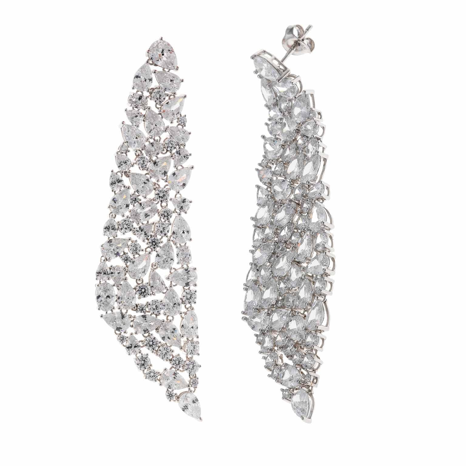 Long Crystal Waterfall Earrings