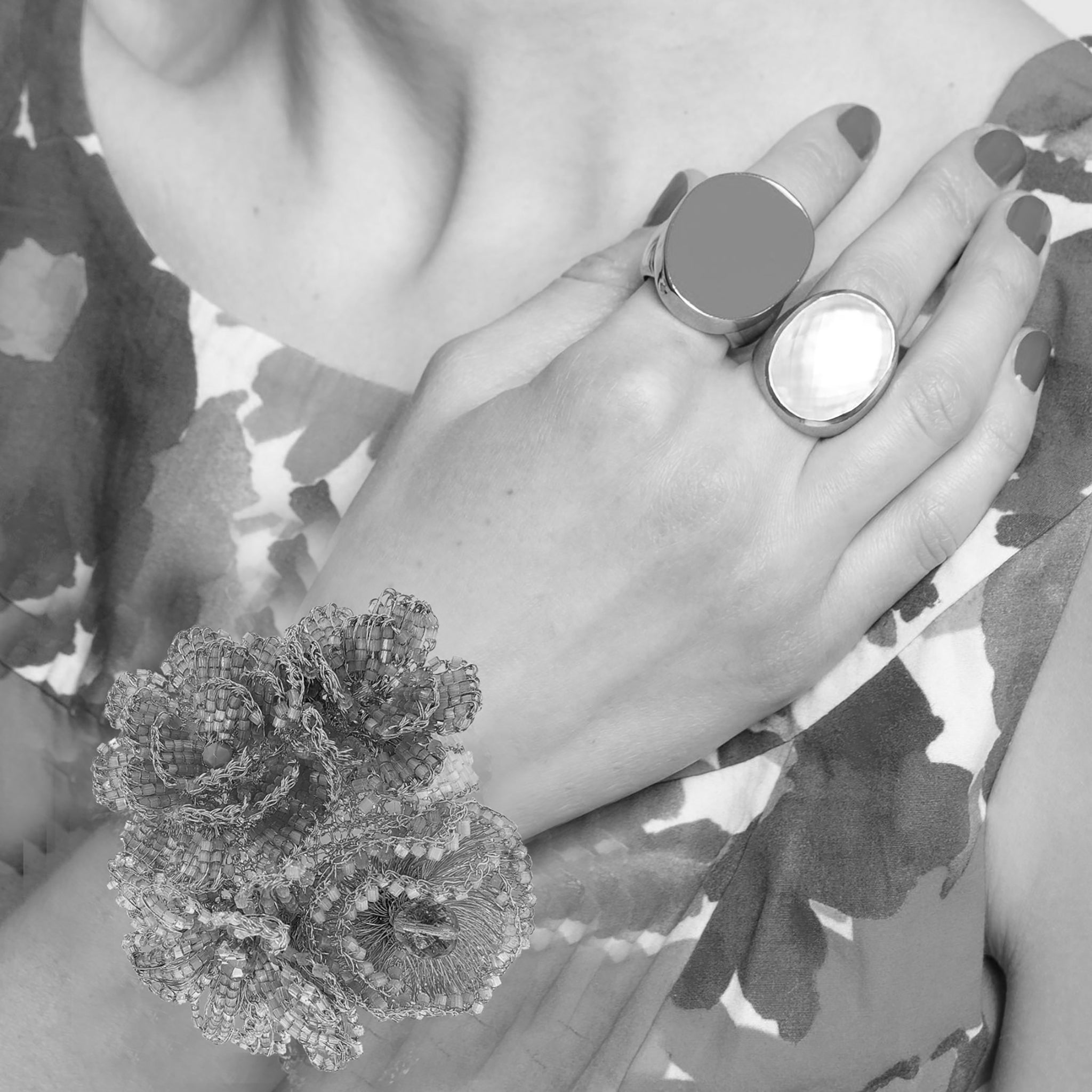 Cherry Red Mix Blossom Maxi Handmade Crochet Bracelet
