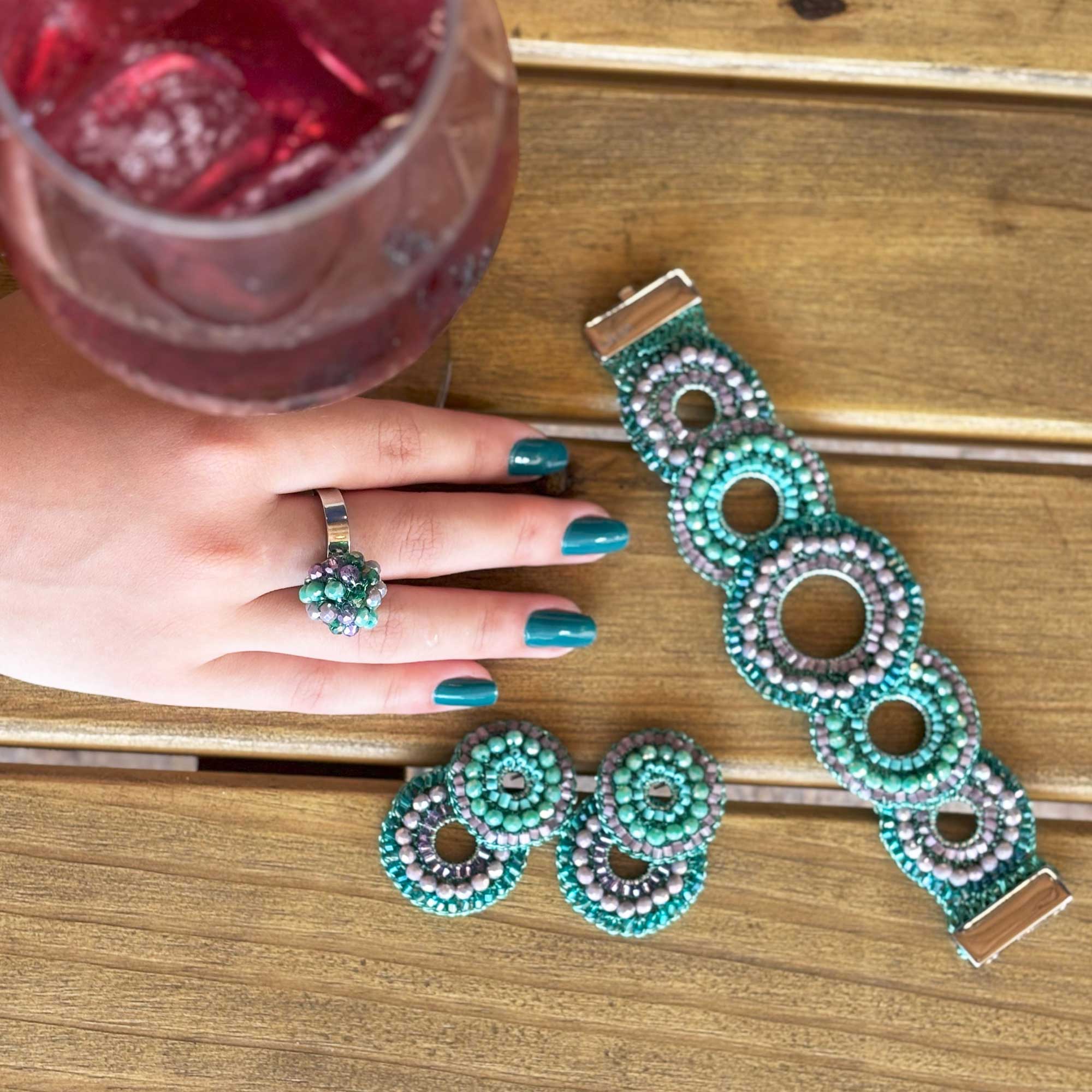 Neon Turquoise Mix Gush Handmade Crochet Bracelet