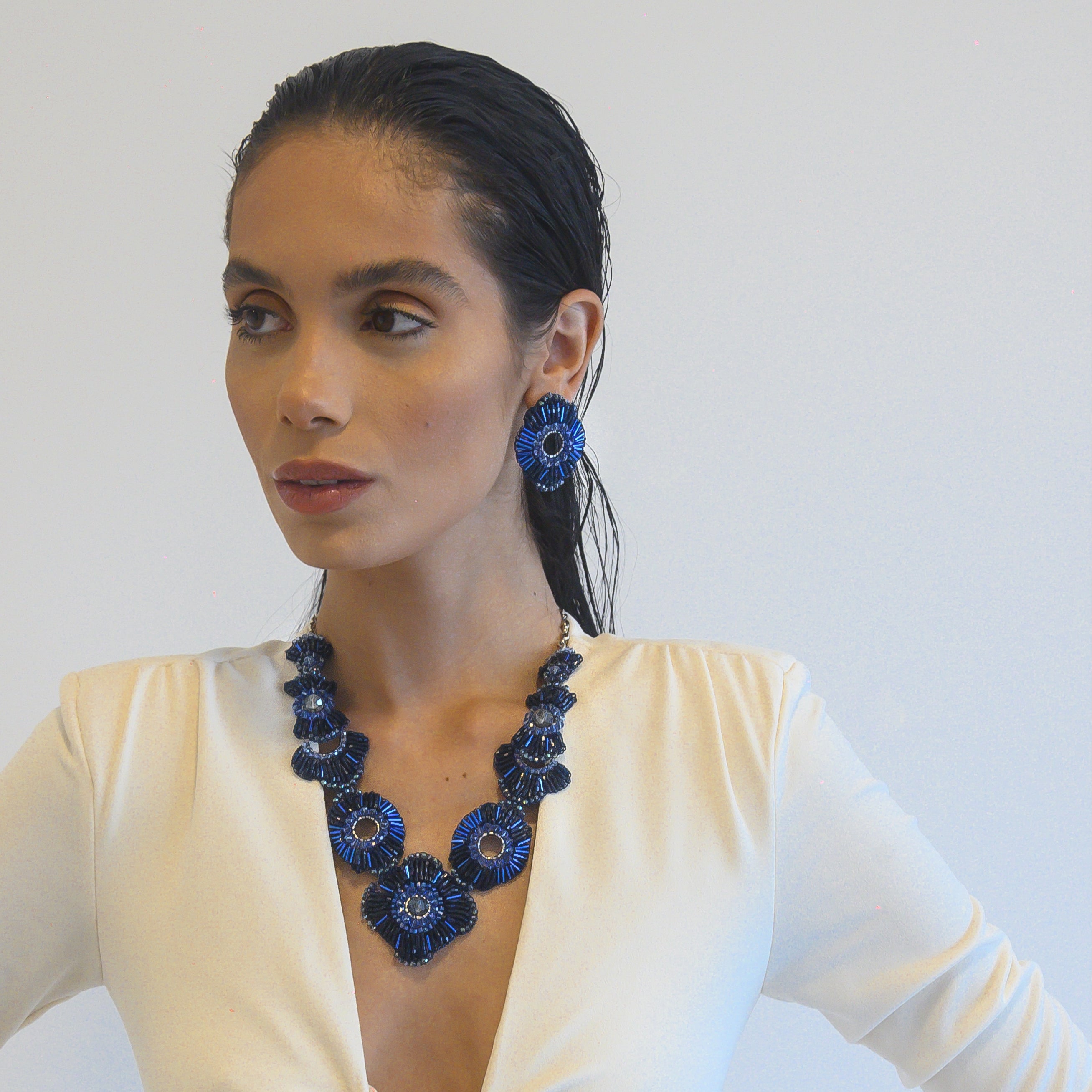 Royal Blue Mix Rooks Handmade Crochet Earrings