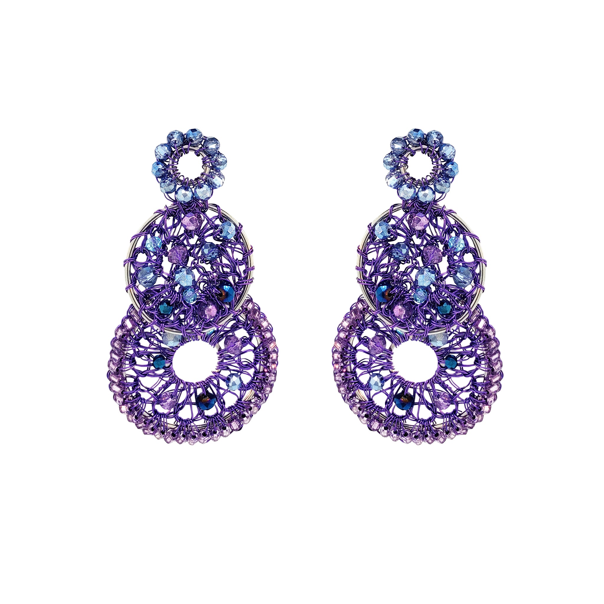 Neon Purple Mix Moira Trio Handmade Earrings