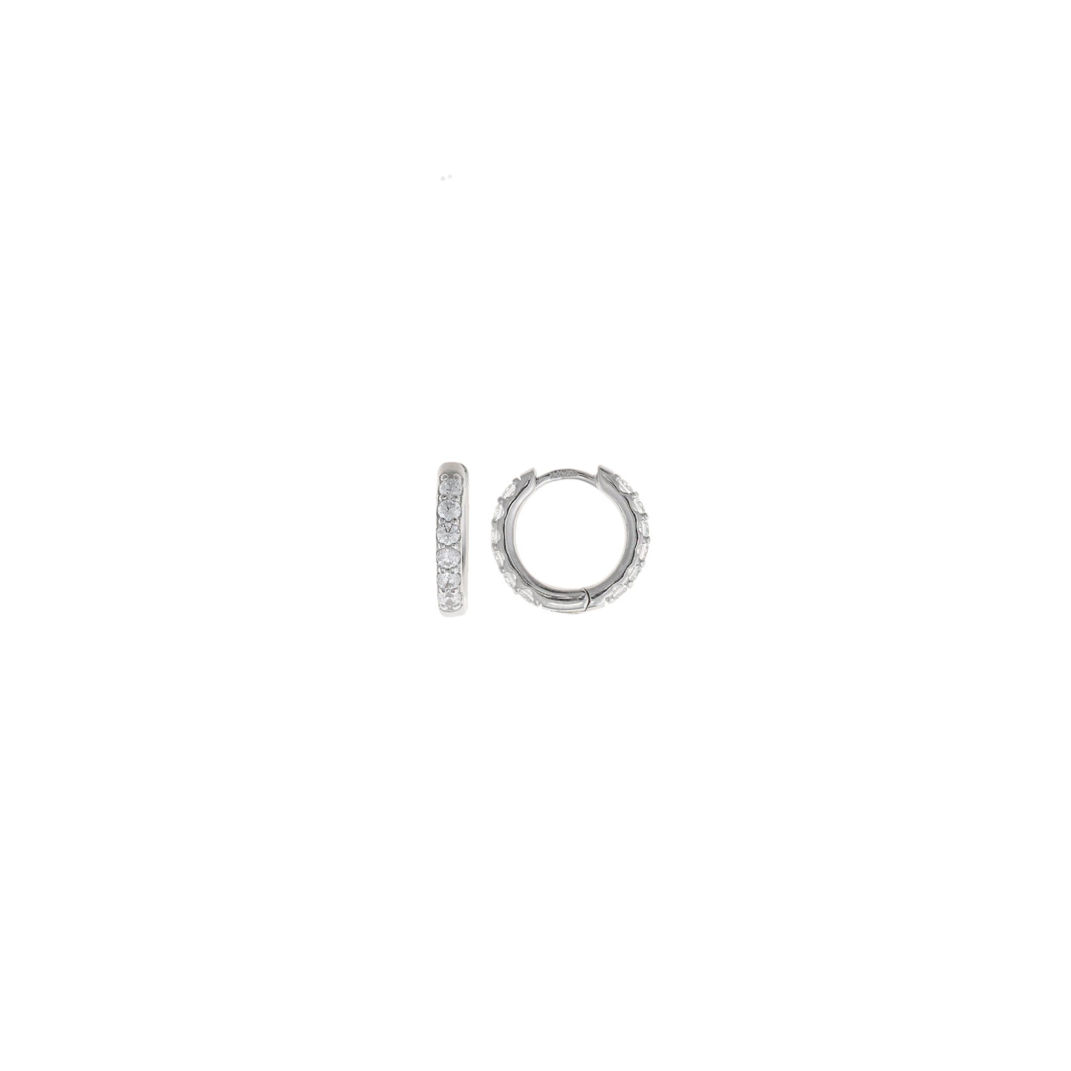 Rhodium-Plated CZ Hoop Earrings