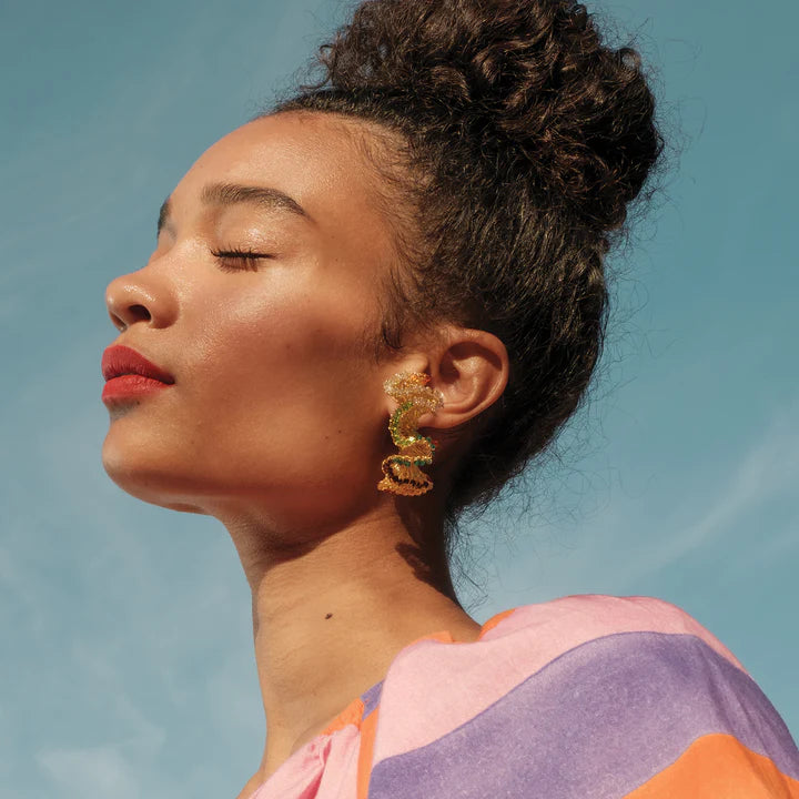 Multicolor & Gold Rio Hoops Handmade Crochet Earrings