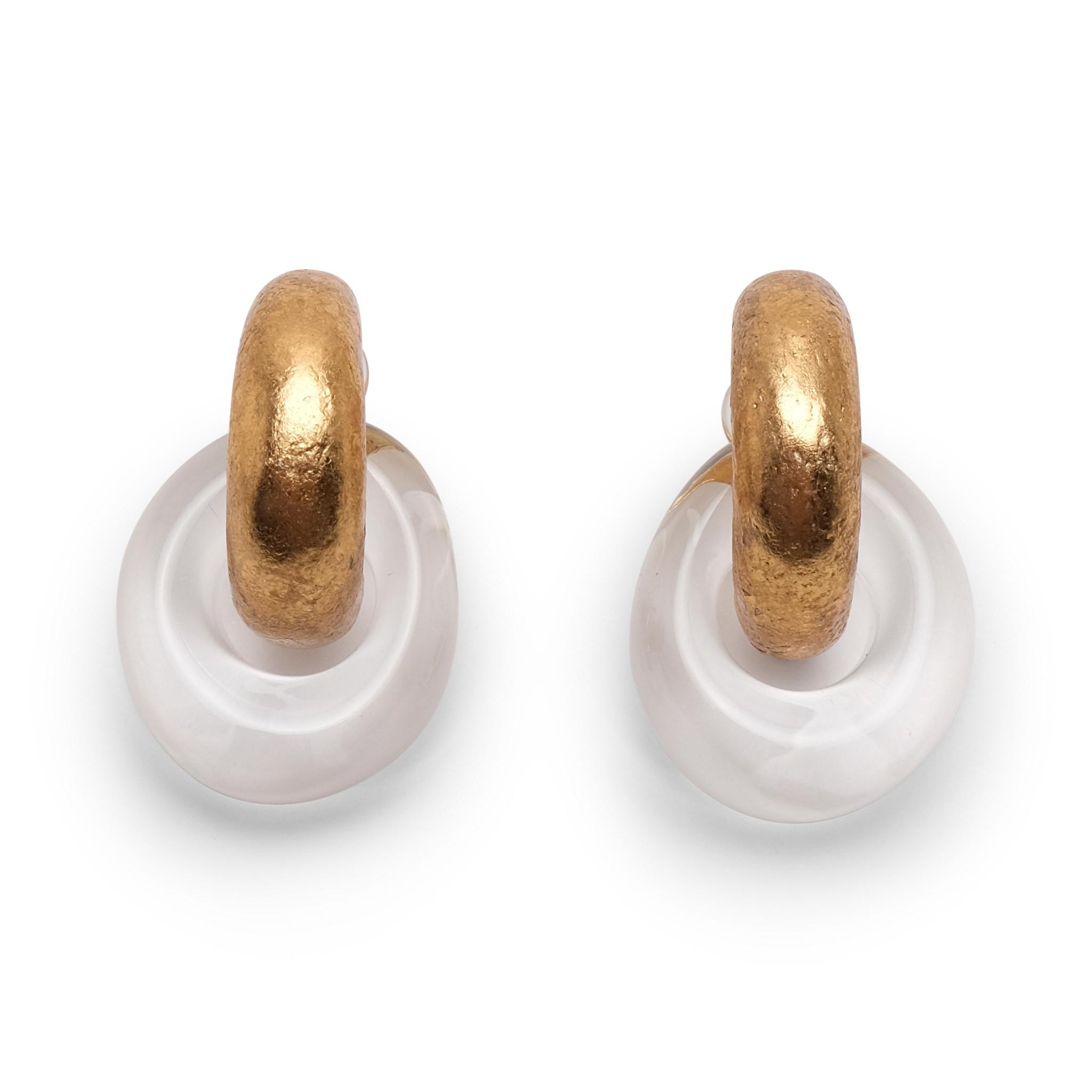 Clear Orbit – Gold & Resin Sculptural Hoops