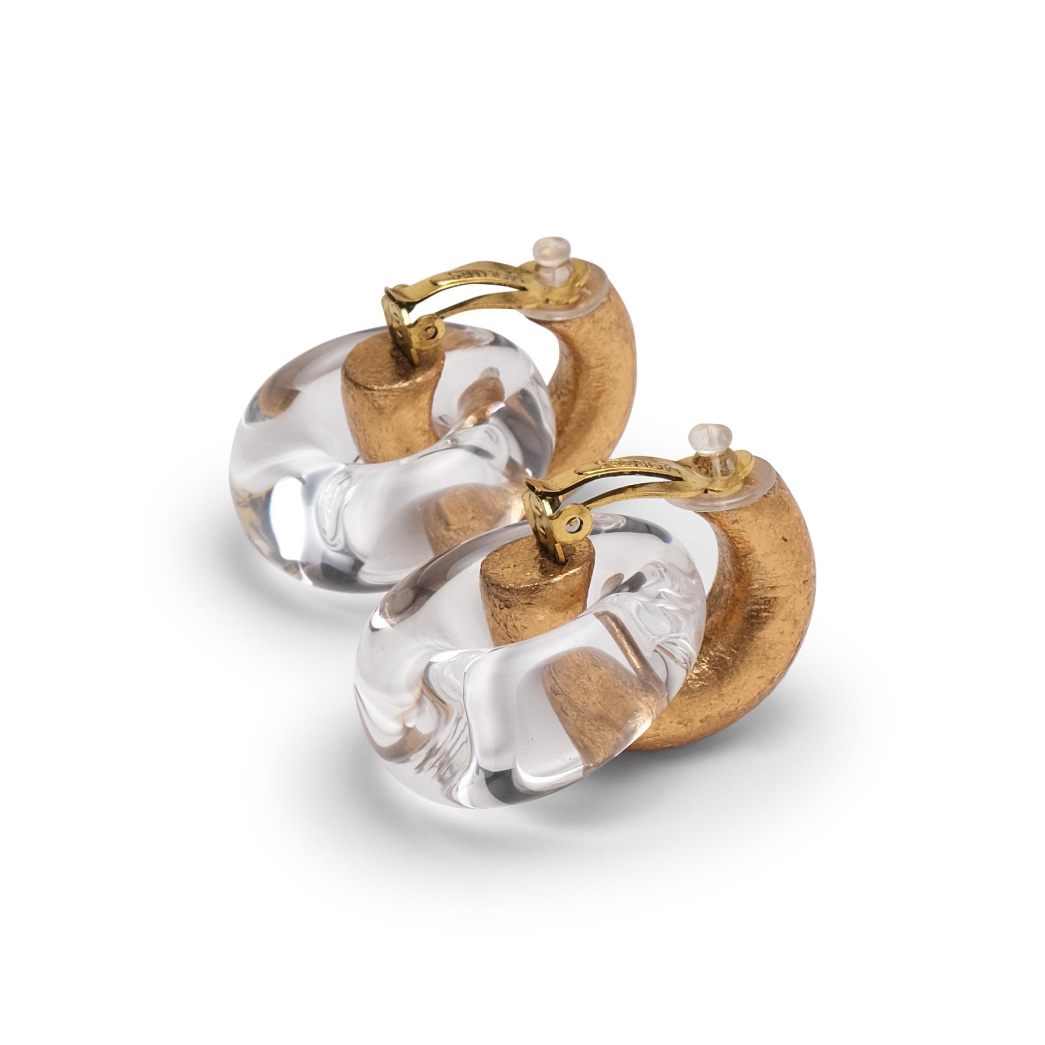 Clear Orbit – Gold & Resin Sculptural Hoops
