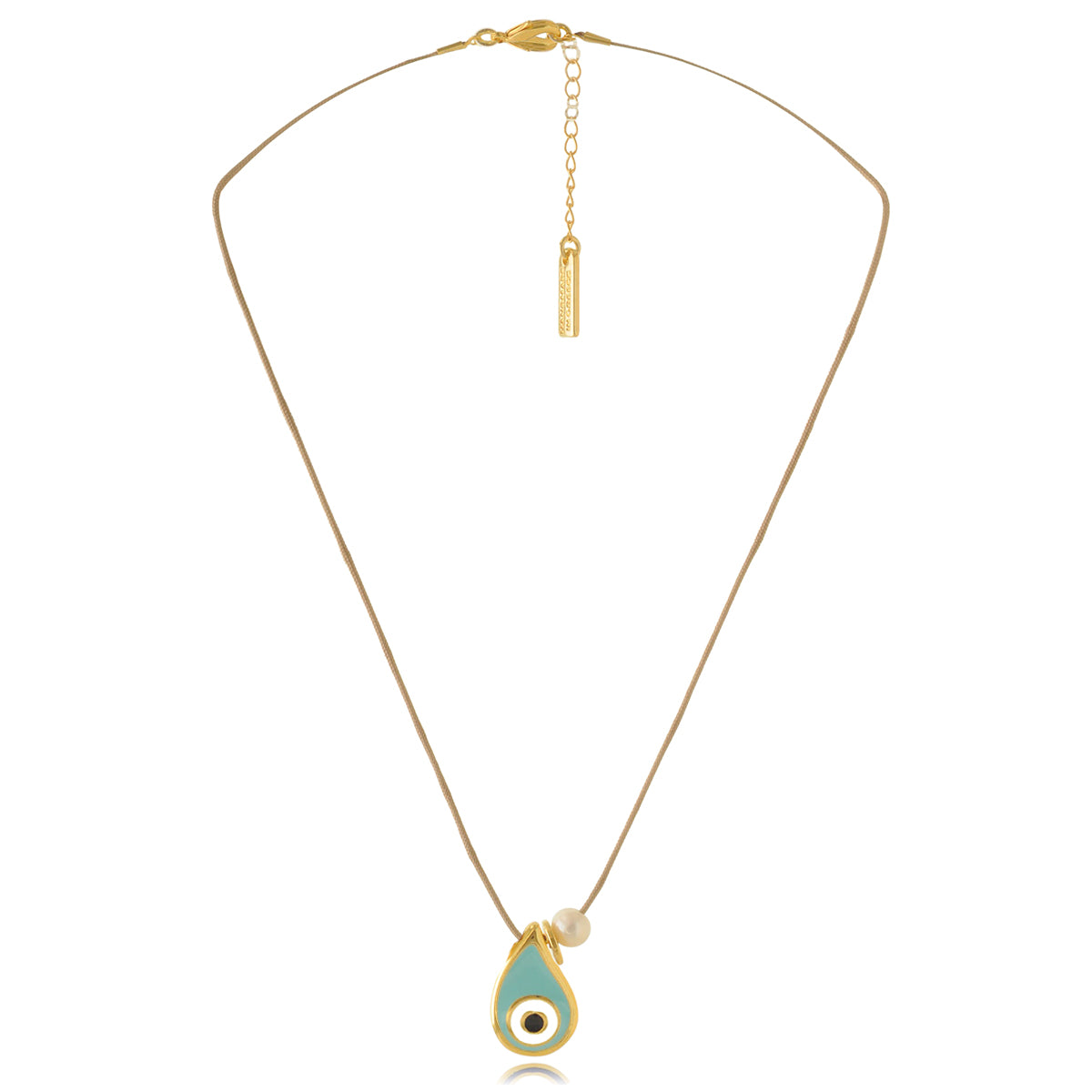 Short Silk Cord Enamel Eye Drop Necklace