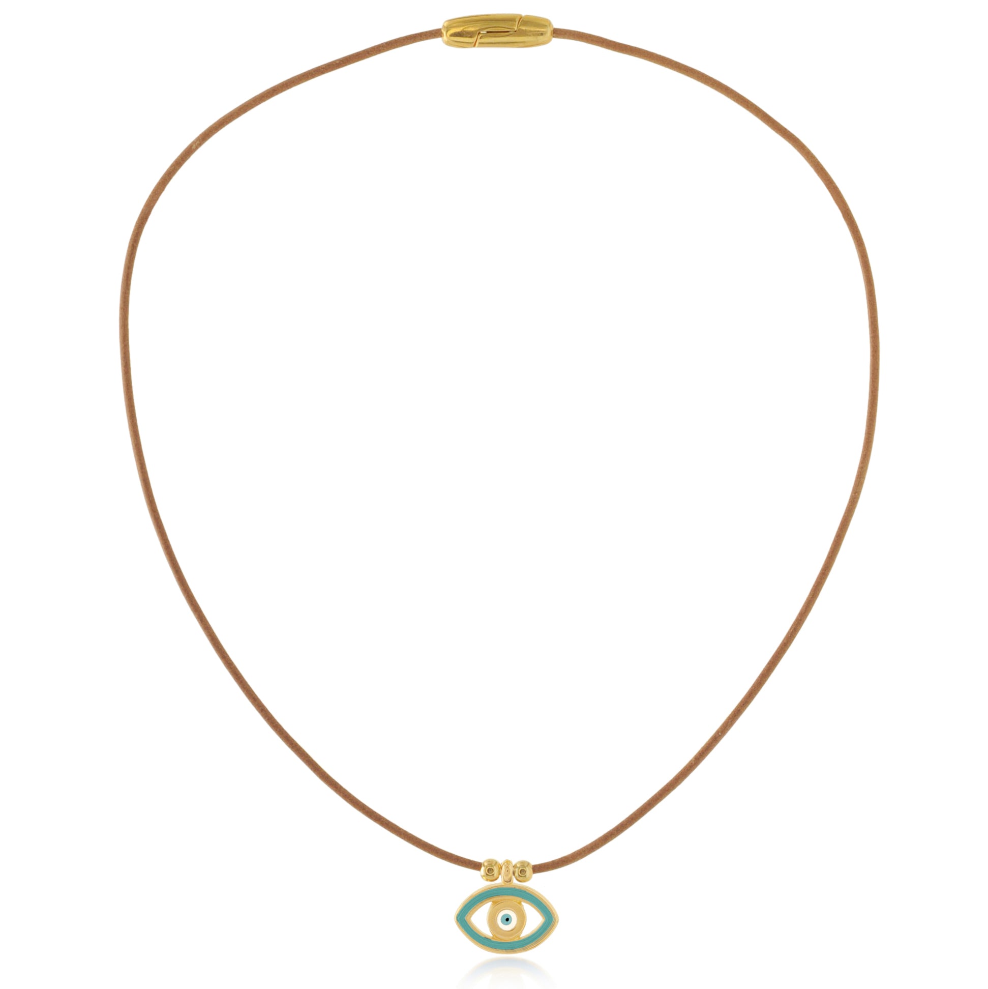 Enamel Eye Drop Leather Necklace