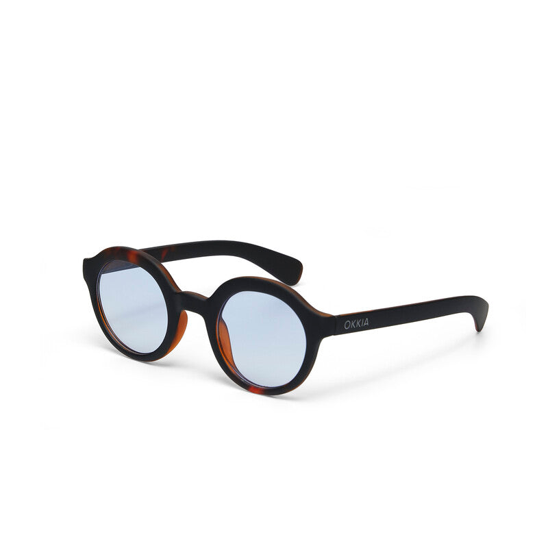 Lauro Round - Black Havana (Blue Gradient Lens)