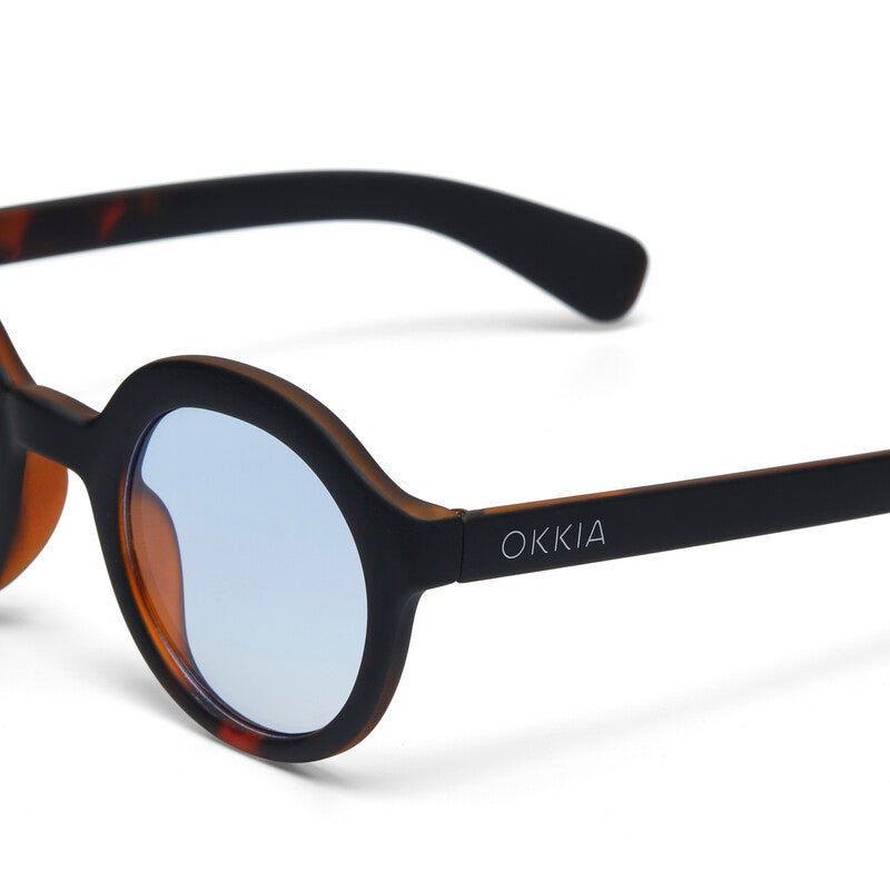 Lauro Round - Black Havana (Blue Gradient Lens)