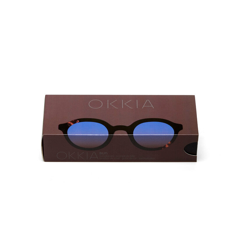 Lauro Round - Black Havana (Blue Gradient Lens)