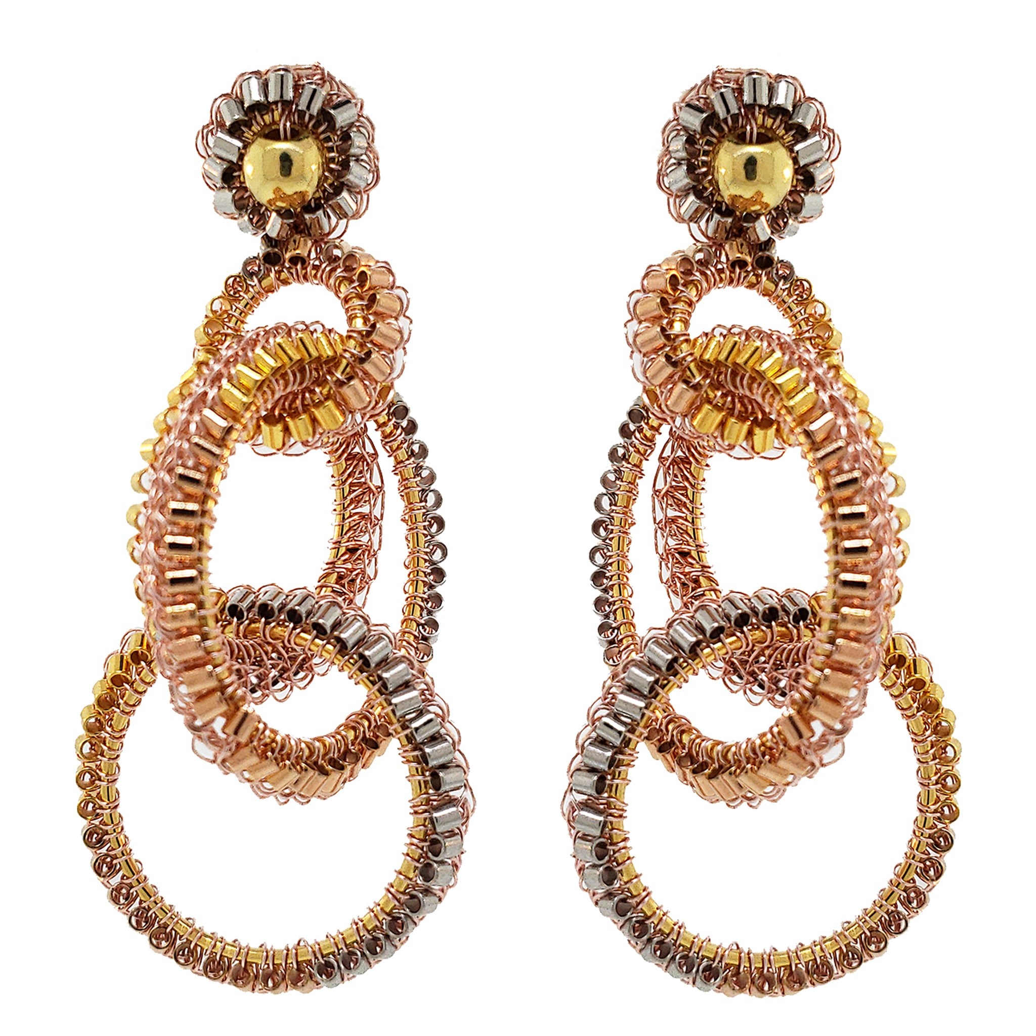 Trio Gold Grace Handmade Crochet Earrings