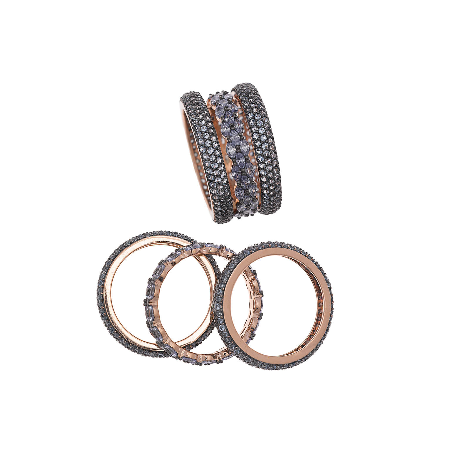 Rose-Gold Spinel & Bianlan Ring Set