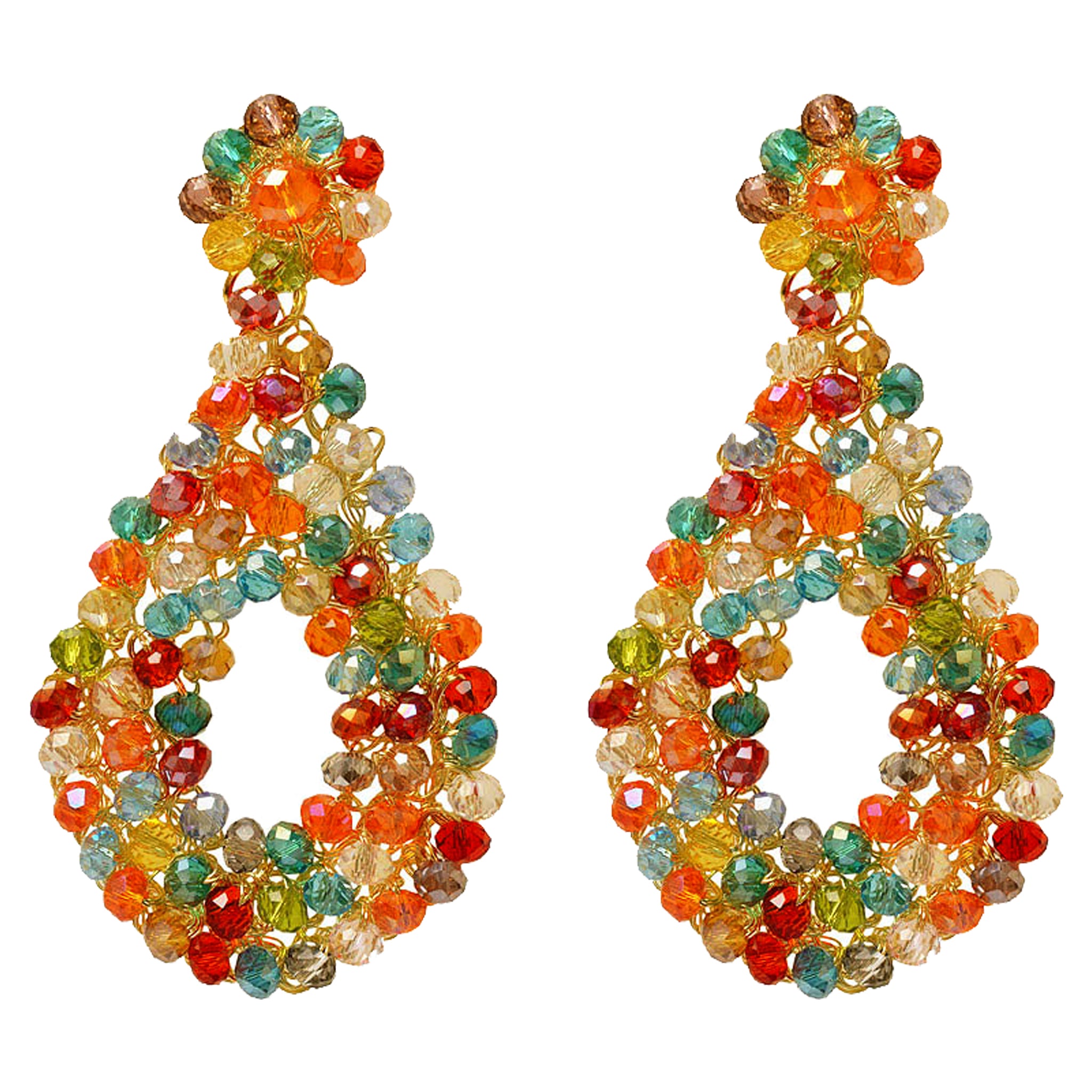 Multicolor & Gold Diana Handmade Crochet Earrings