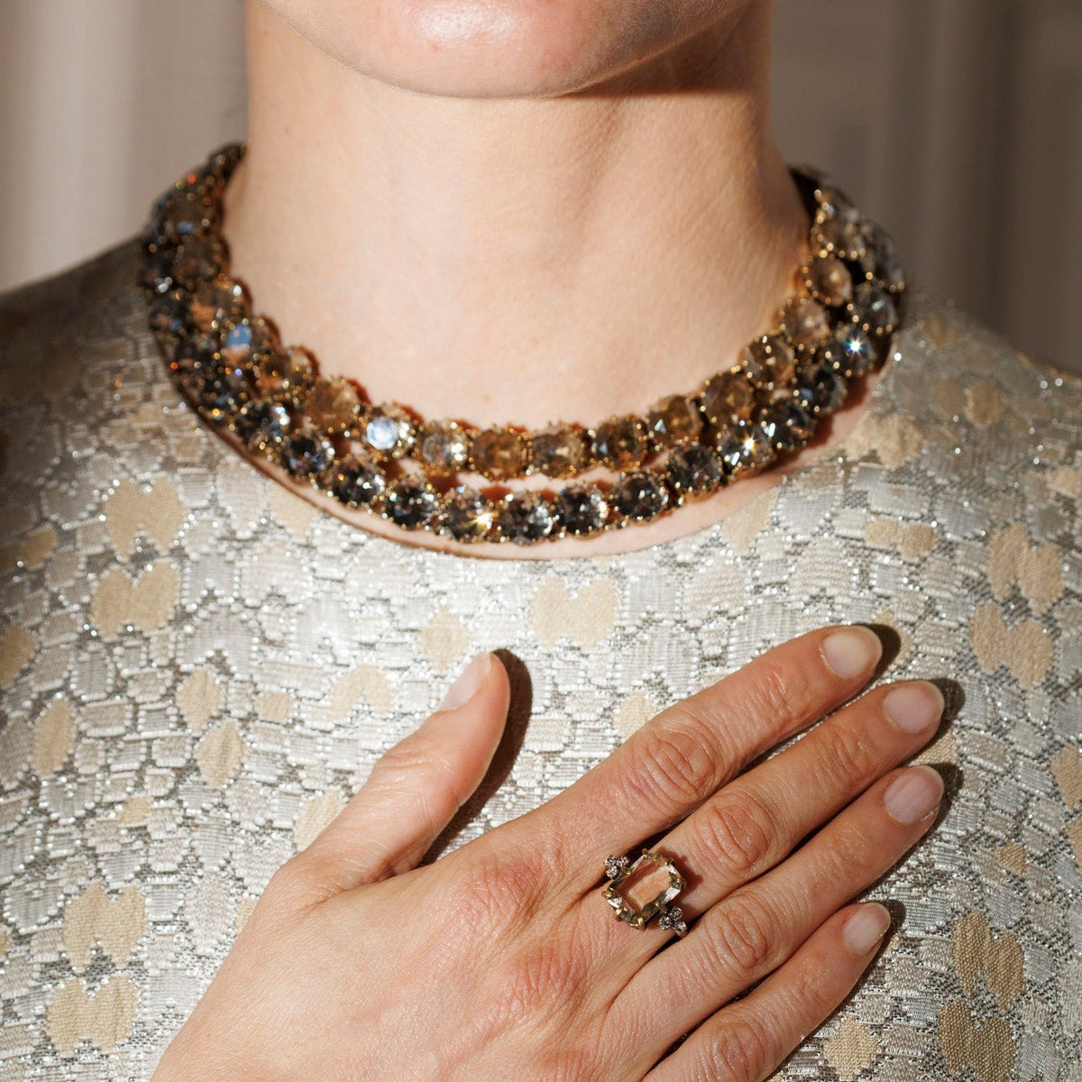 APOLLONIA Silver Metallic Necklace