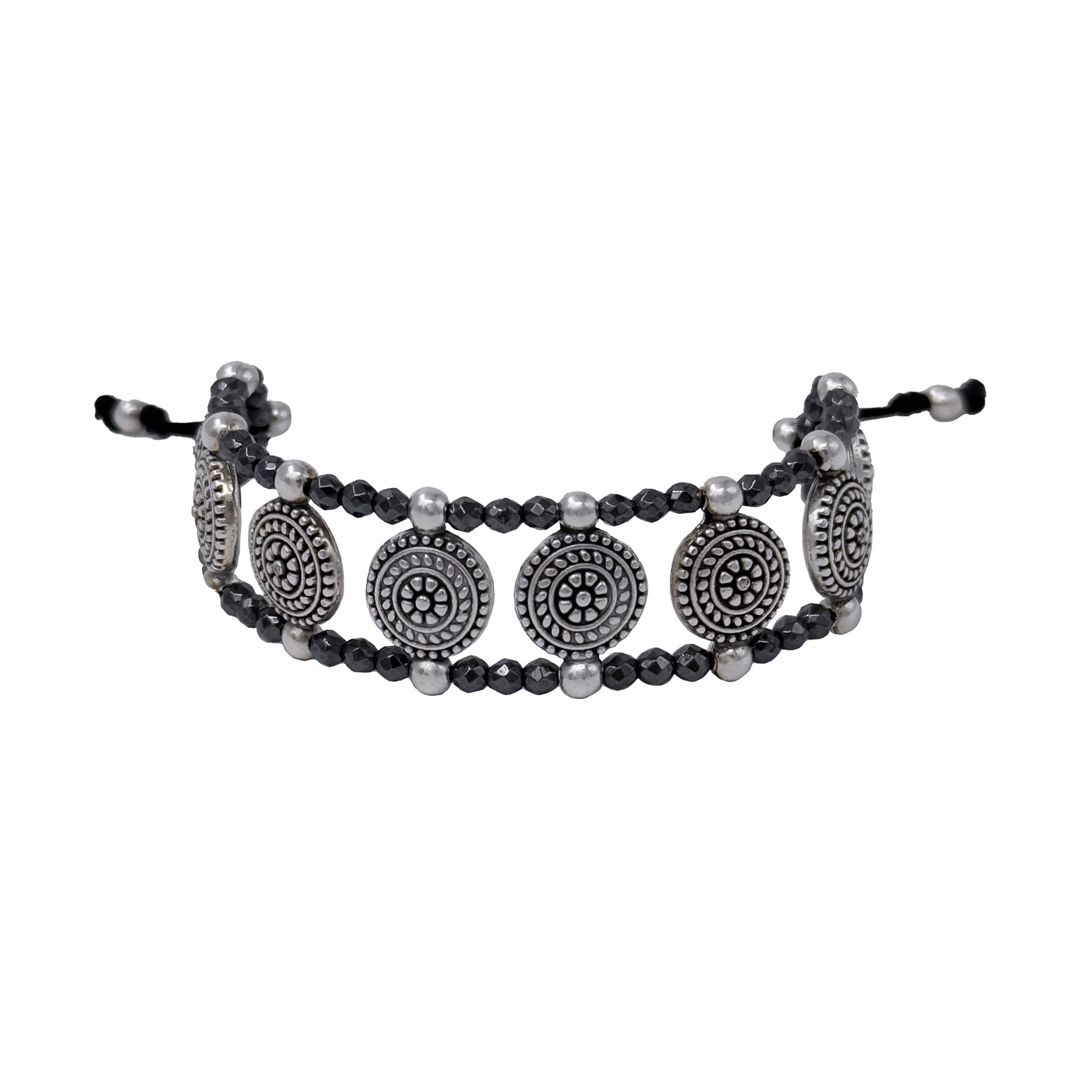 Bracelet With Silver Ancient Greek Coins And Hematites