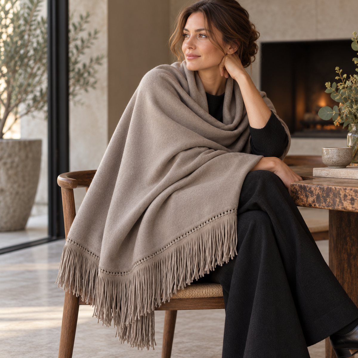 Cashpiel Cashmere Merino Shawl 65 x 200 cm - Taupe