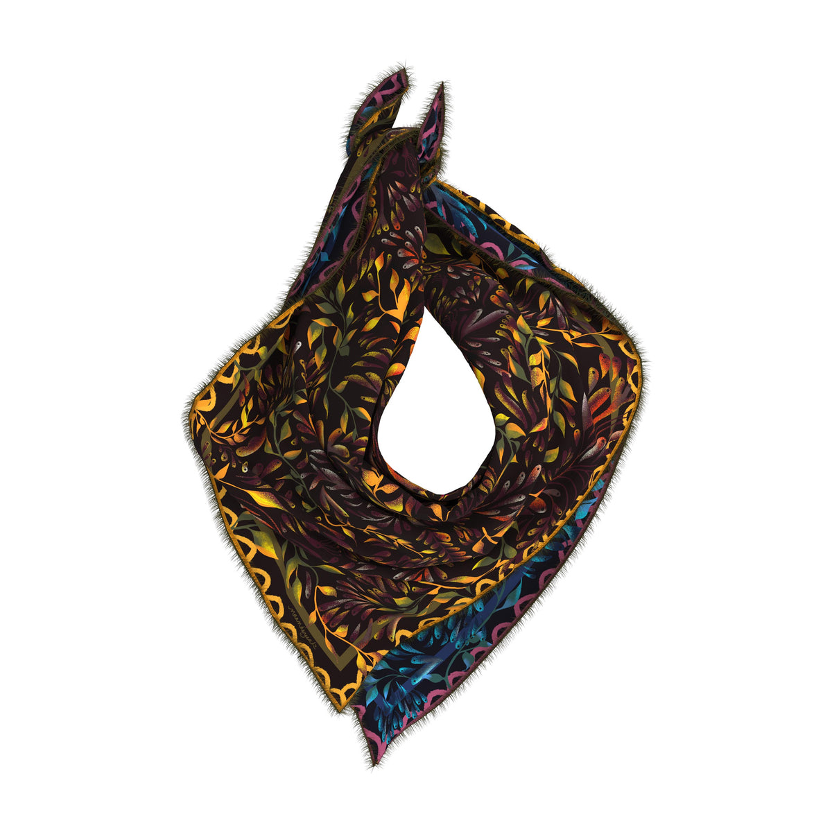 Cialda Reversible Square Silk Scarf 90 x 90 cm