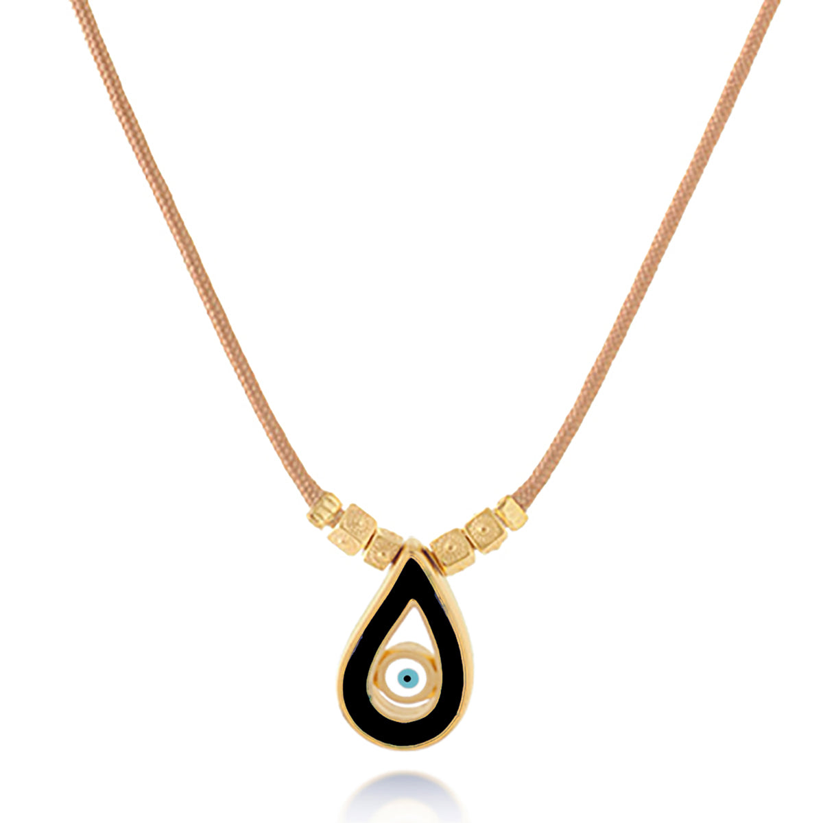 Enamel Eye Drop Silk Cord Necklace