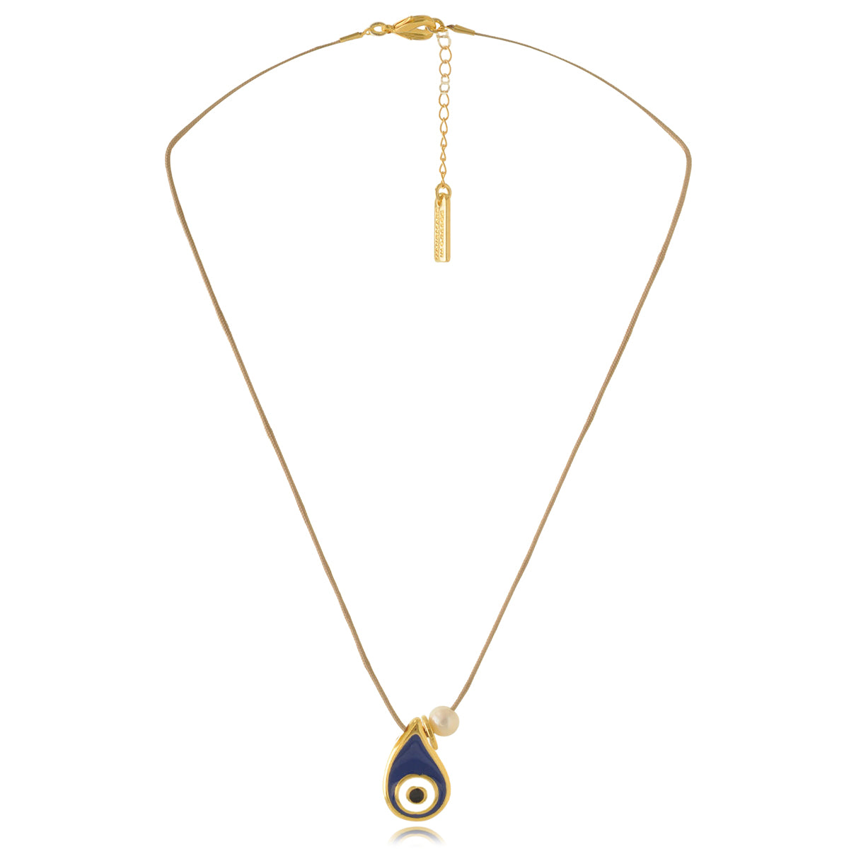 Short Silk Cord Enamel Eye Drop Necklace