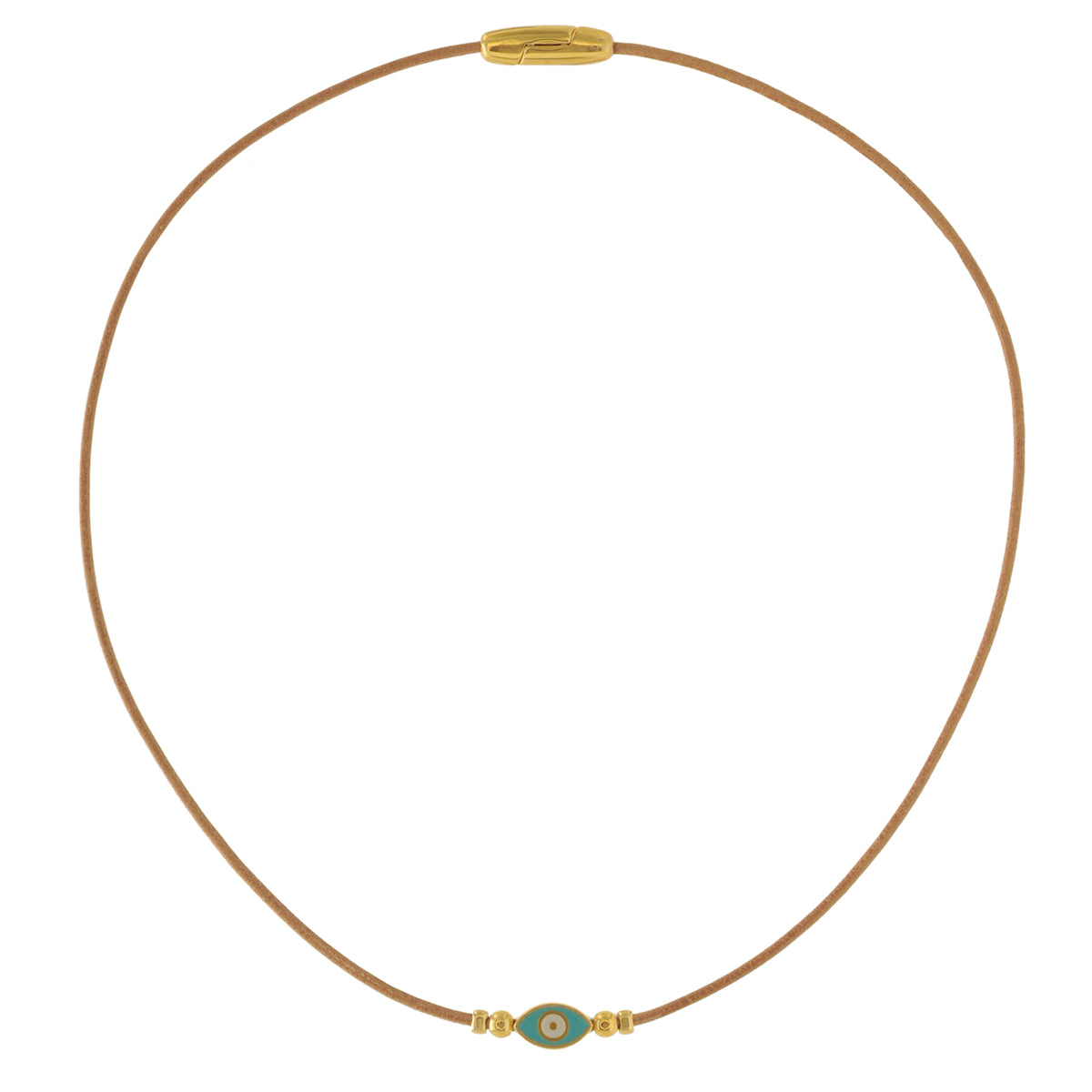 Mini Enamel Eye Drop Leather Necklace