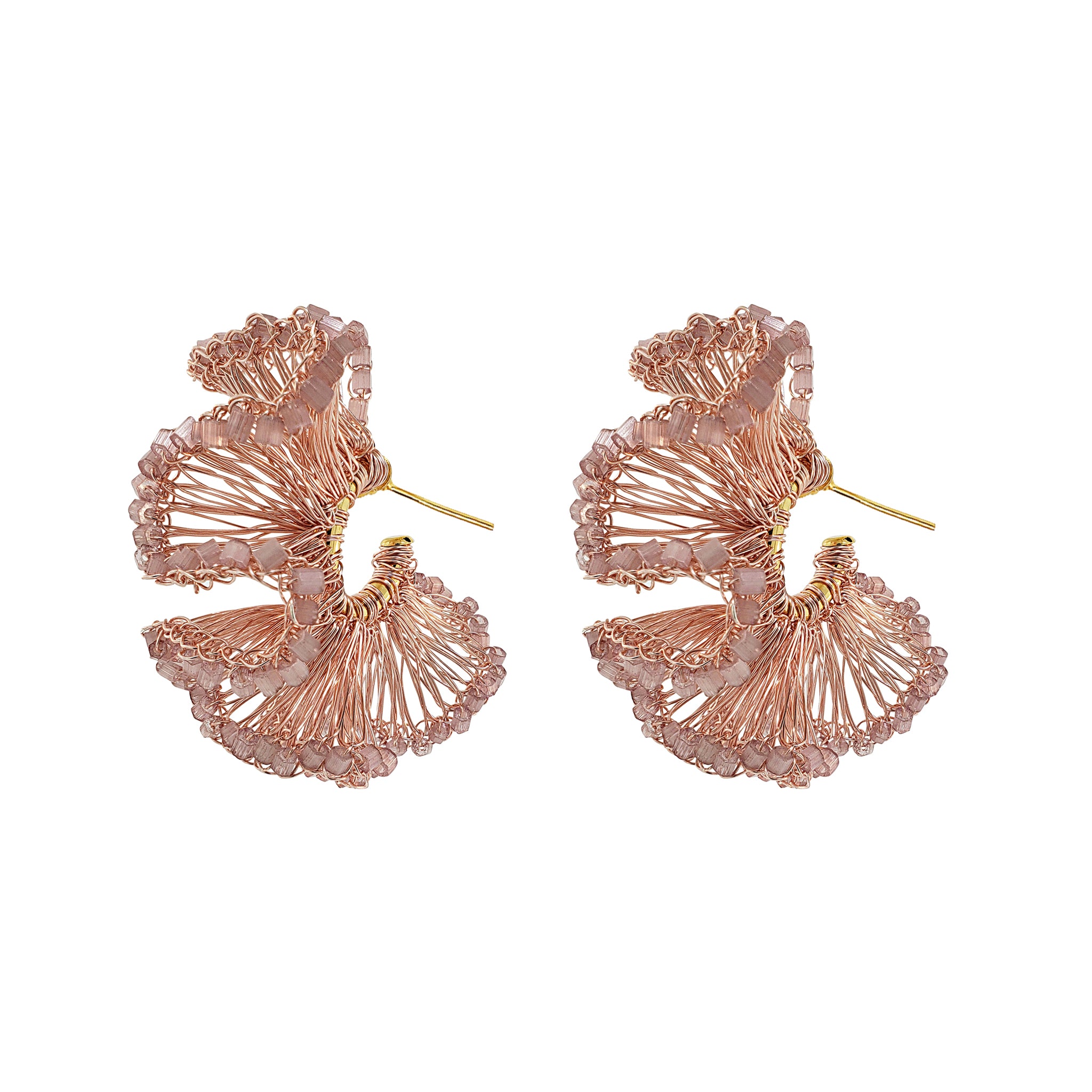 Blush & Rose Gold Rio Hoops Handmade Crochet Earrings