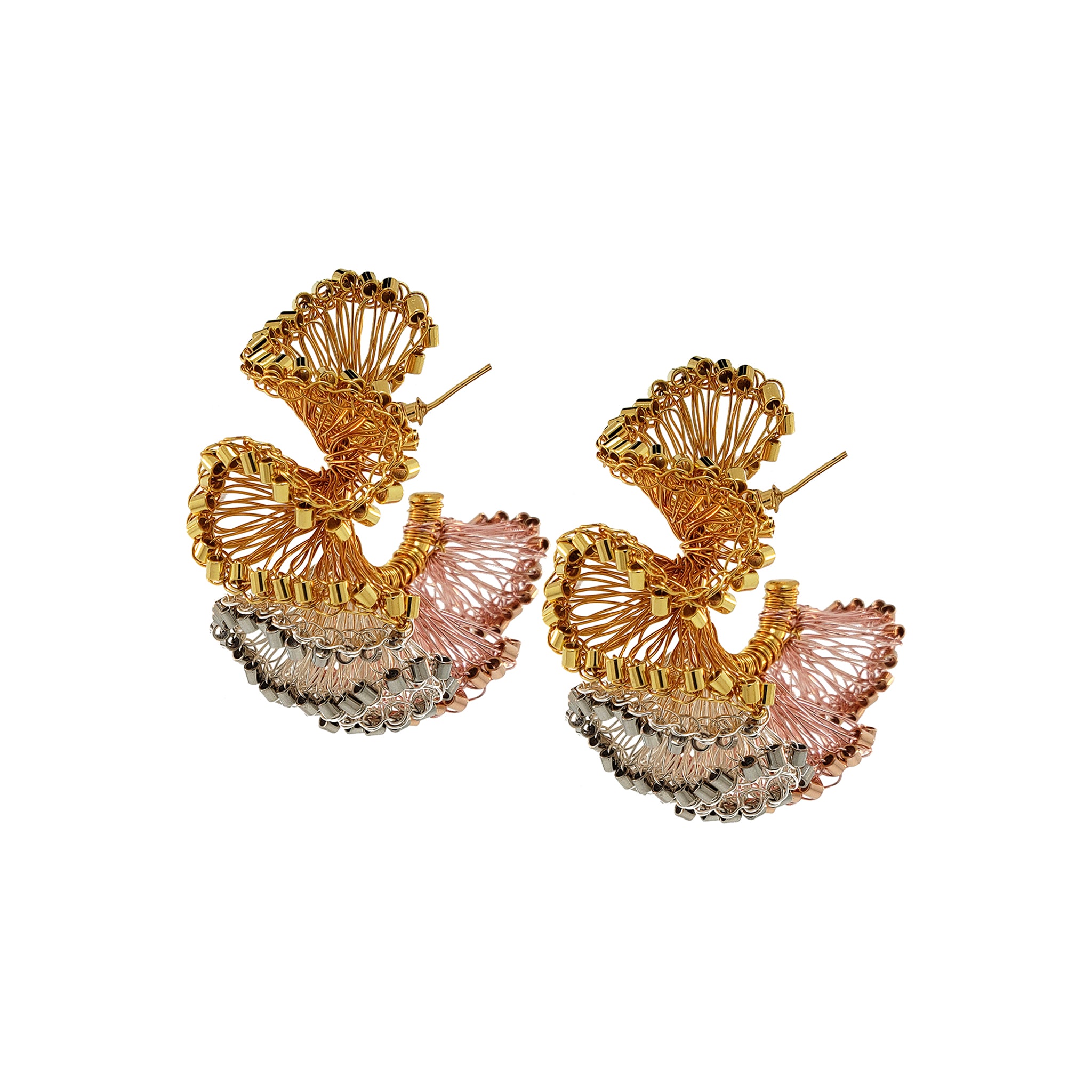 Trio Gold Mix & Rose Gold Rio Hoops Handmade Crochet Earrings