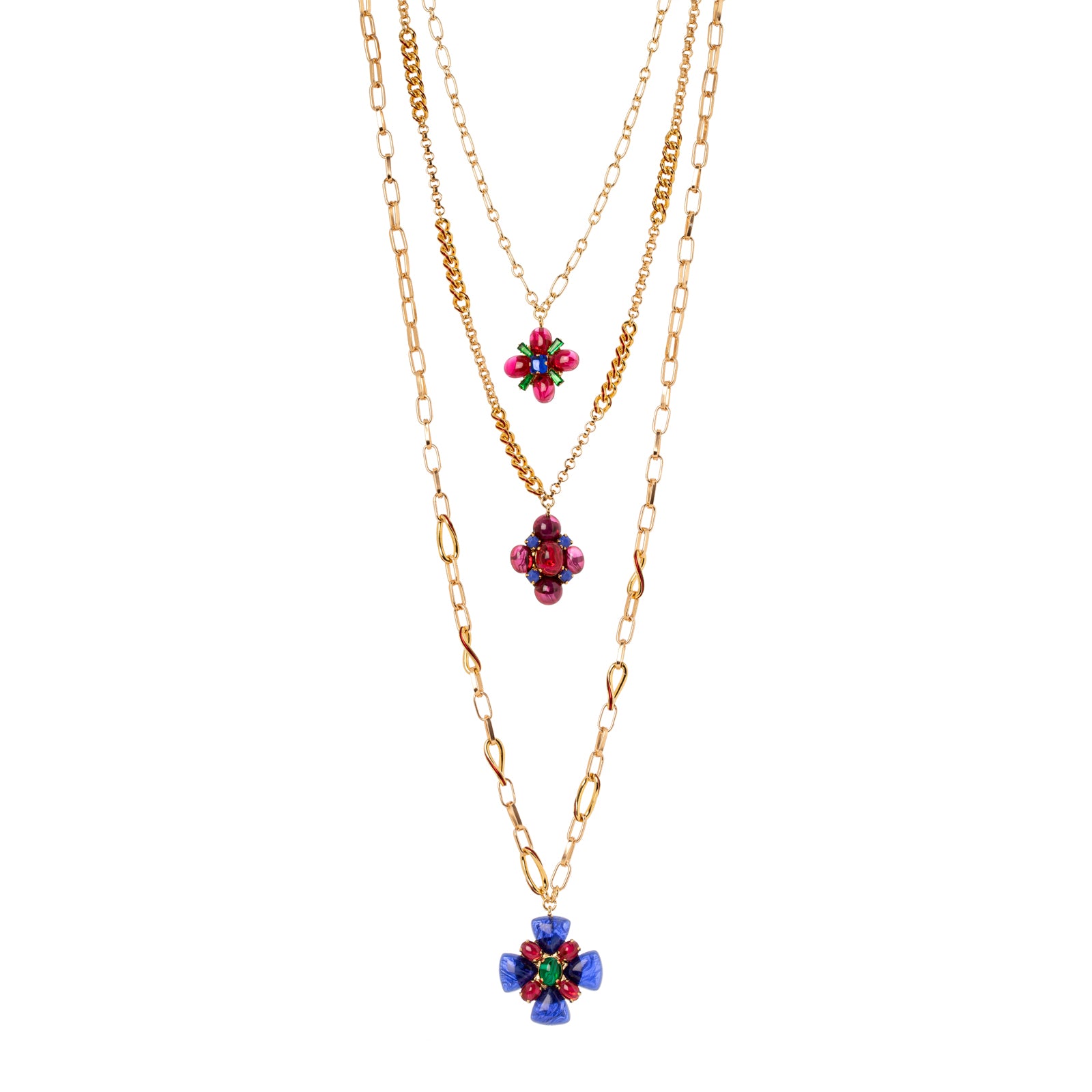 Multicolor Crystal Cross Nellie Necklace Set