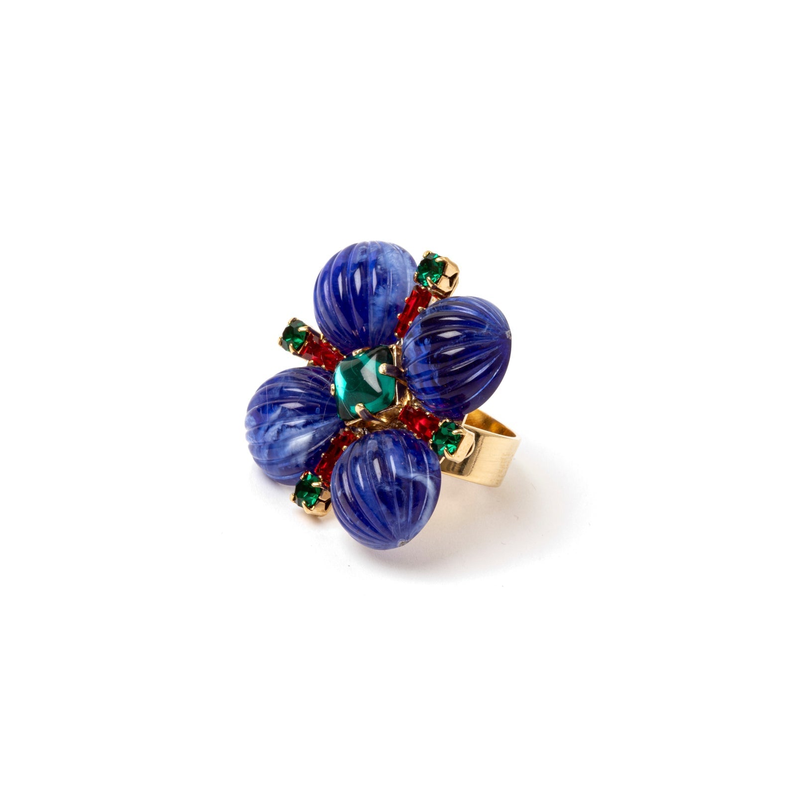 Half-spheres' flower ring Nellie - Blue