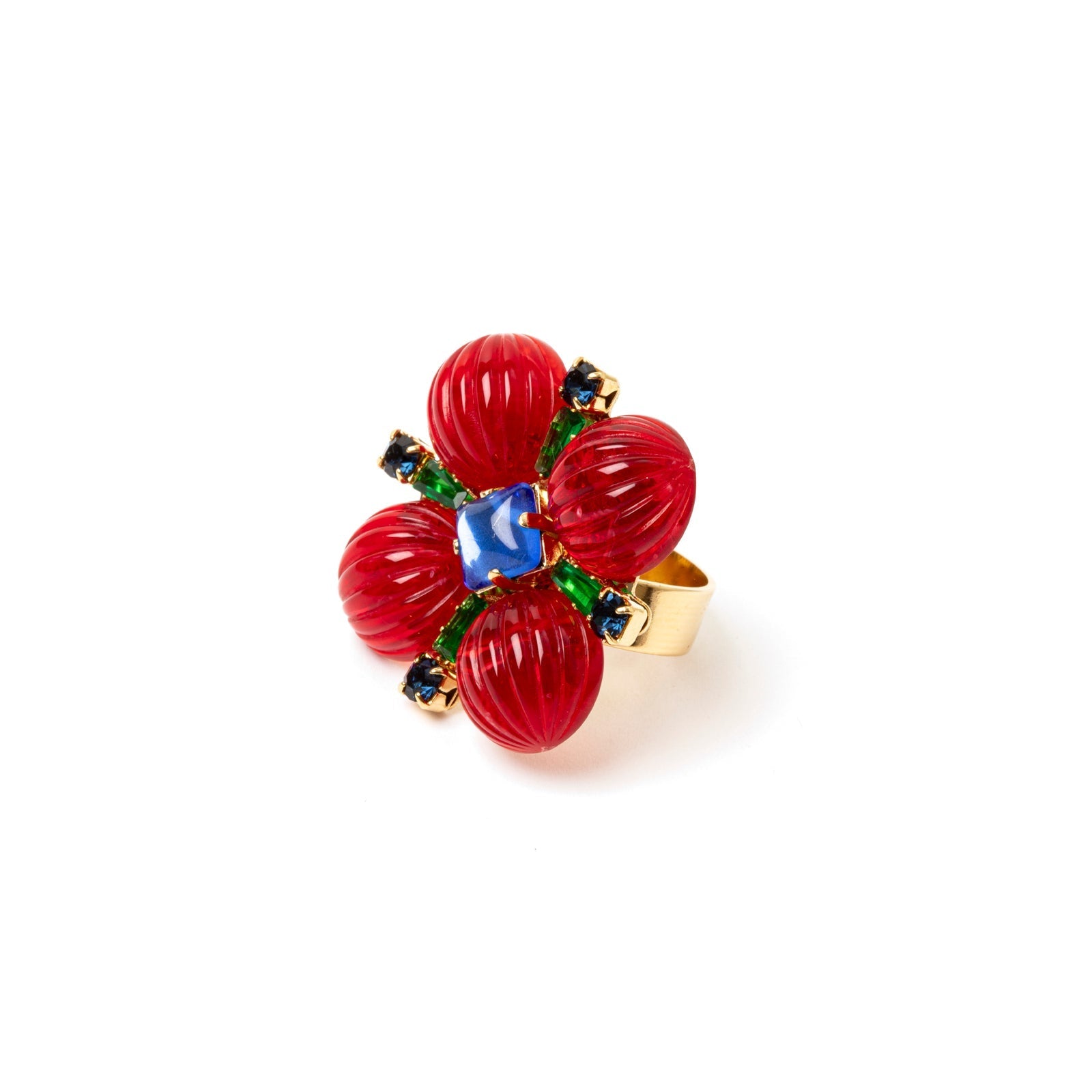 Half-spheres' flower ring Nellie - Red
