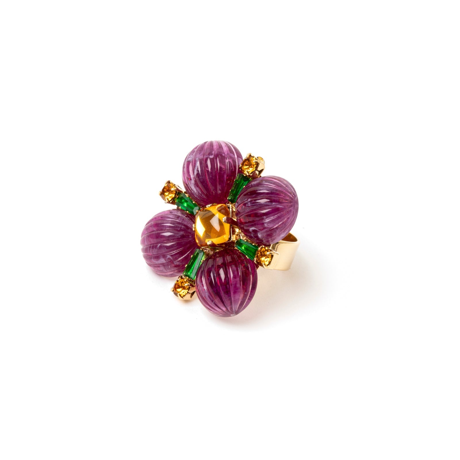 Half-spheres' flower ring Nellie - Purple