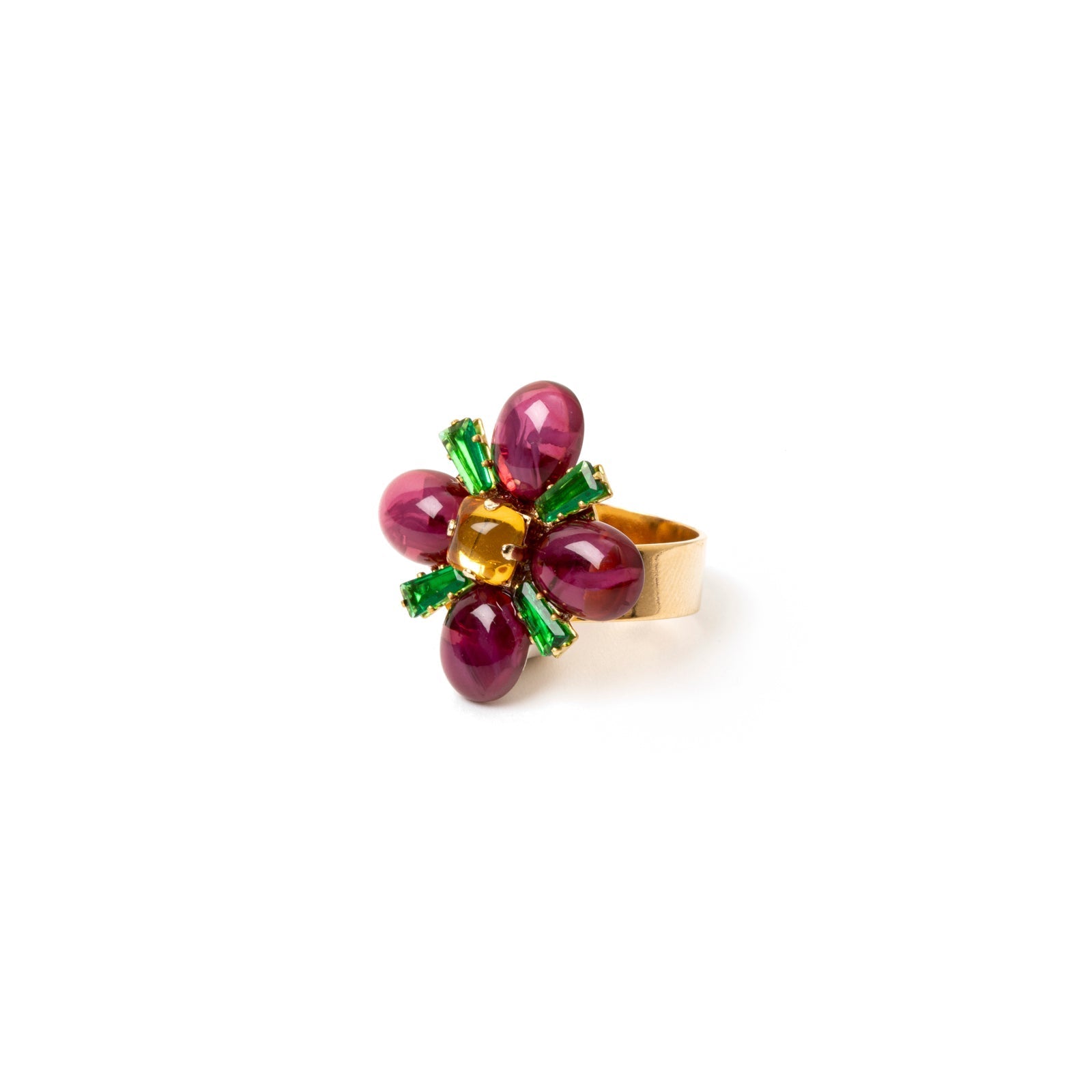 Cabochons' flower ring Nellie - Purple