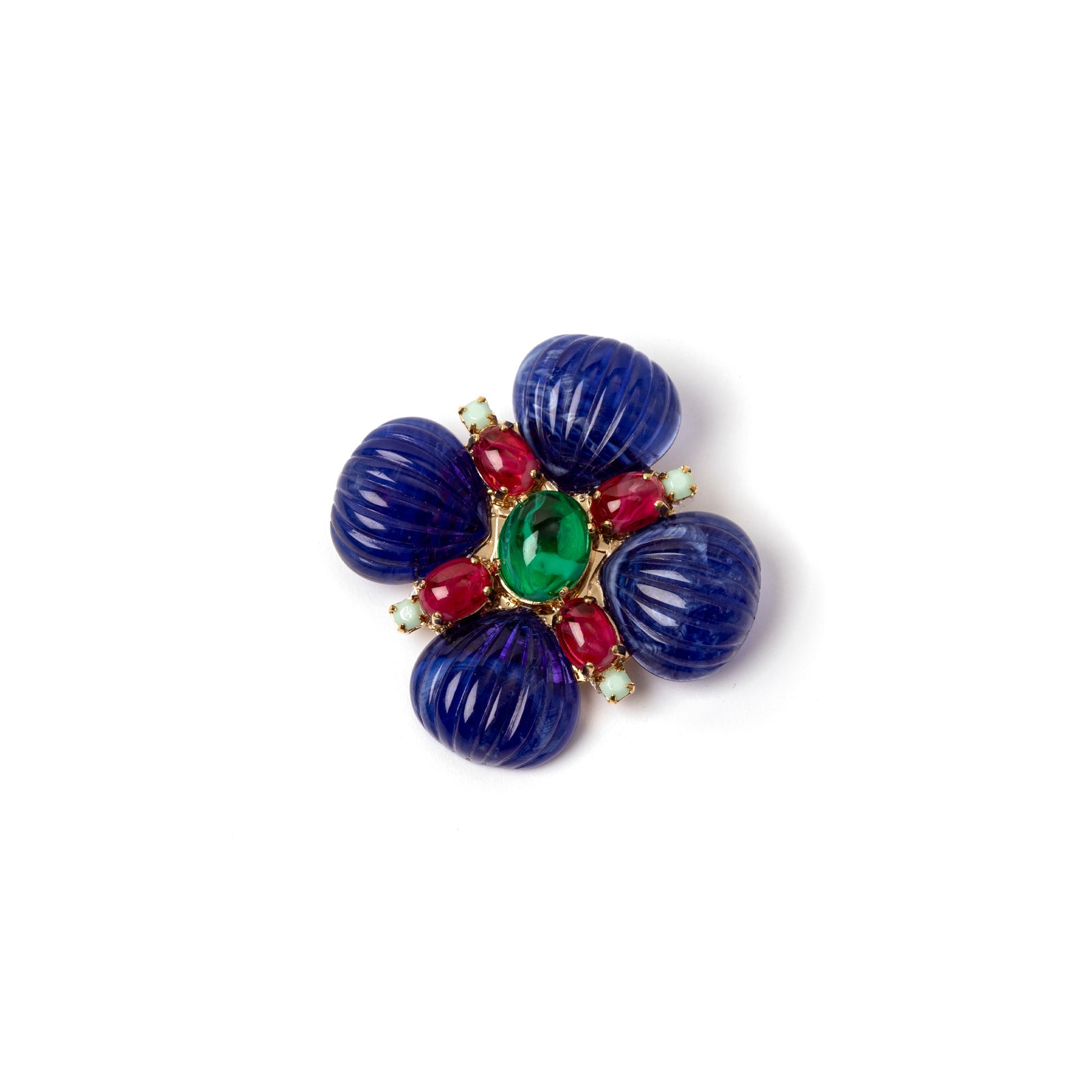 Flower shaped brooch Nellie - Blue