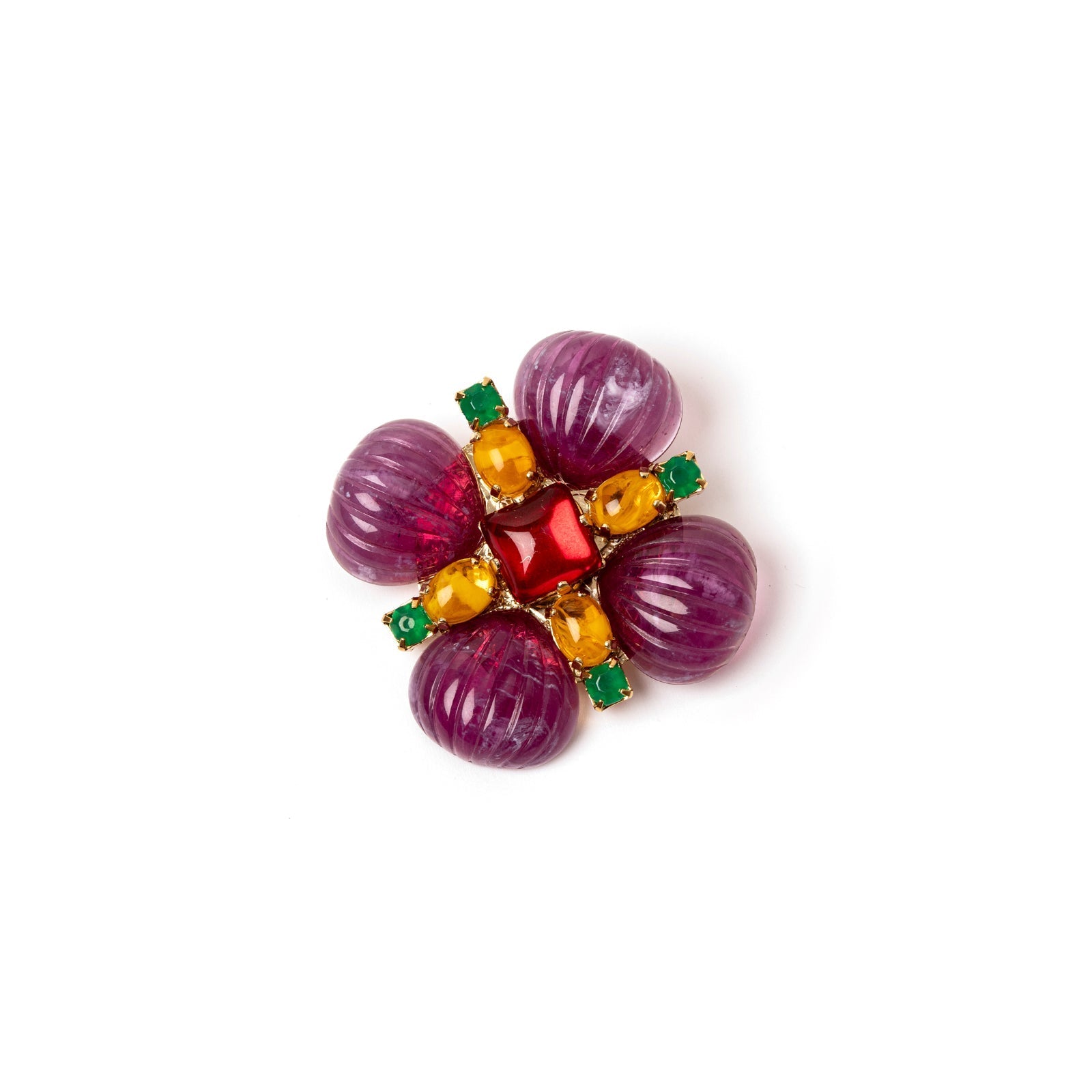 Flower shaped brooch Nellie - Purple