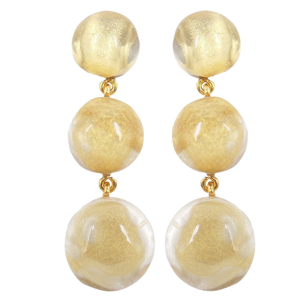 Lizzy Trio Round Drop Clip Earrings