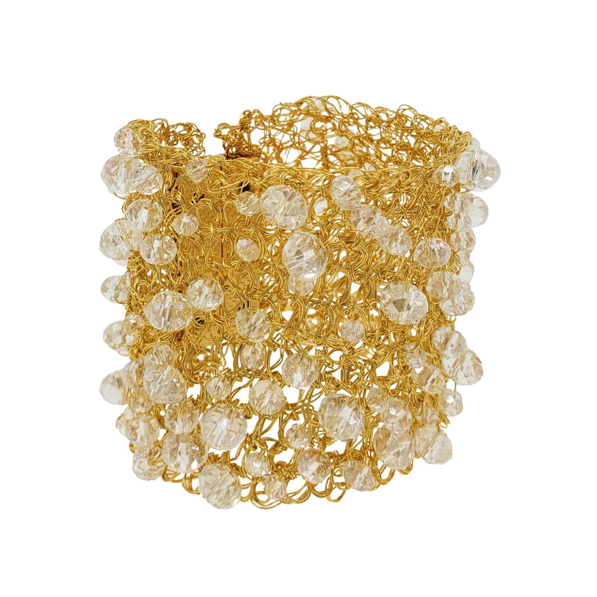 Clear & Gold Aurora Maxi Handmade Crochet Bracelet