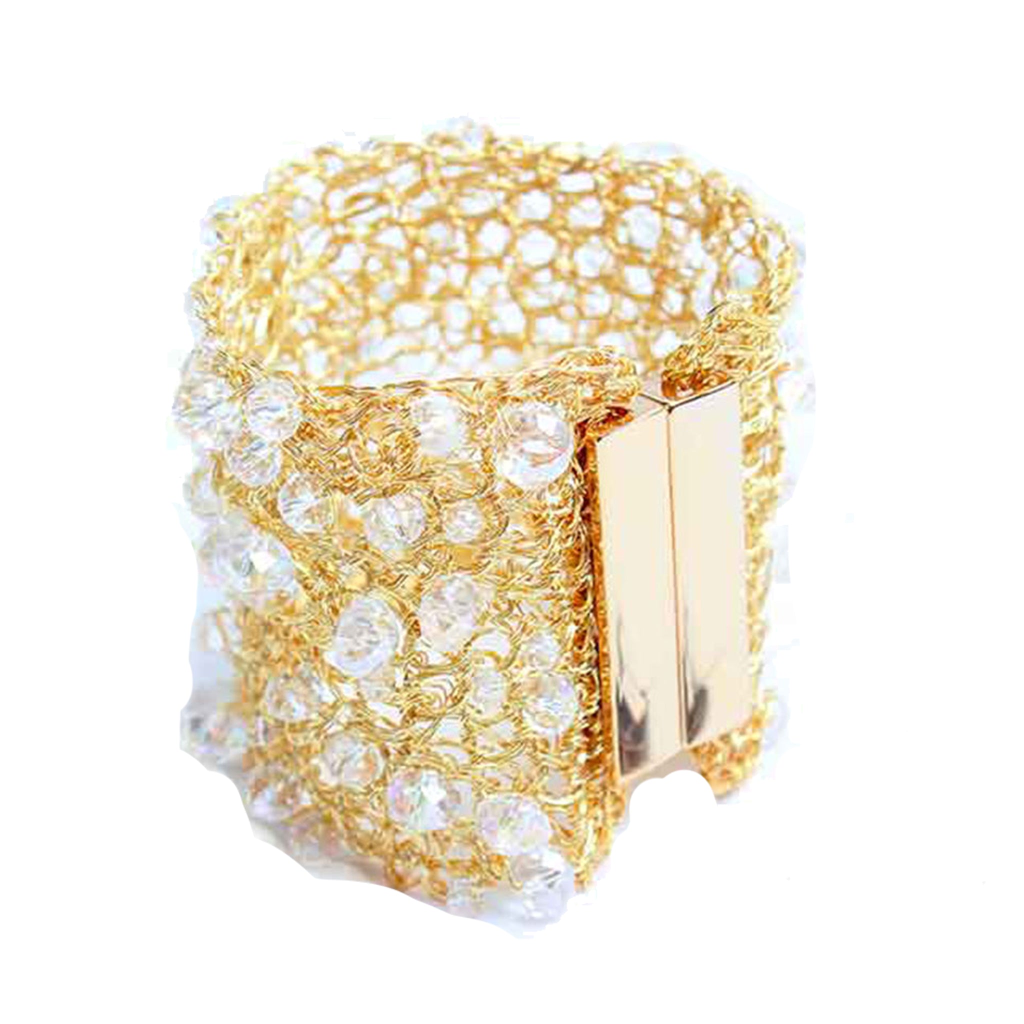 Clear & Gold Aurora Maxi Handmade Crochet Bracelet