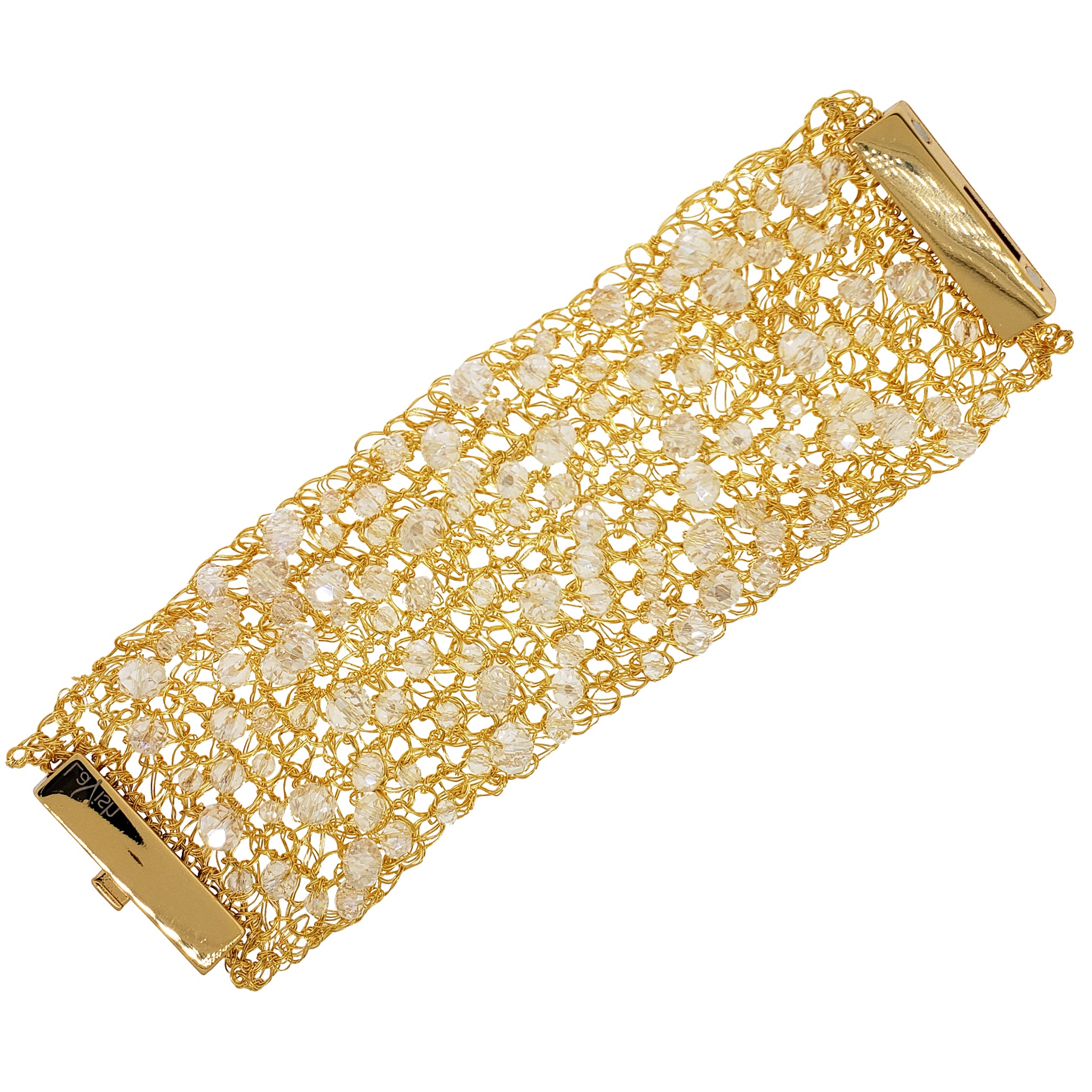 Clear & Gold Aurora Maxi Handmade Crochet Bracelet