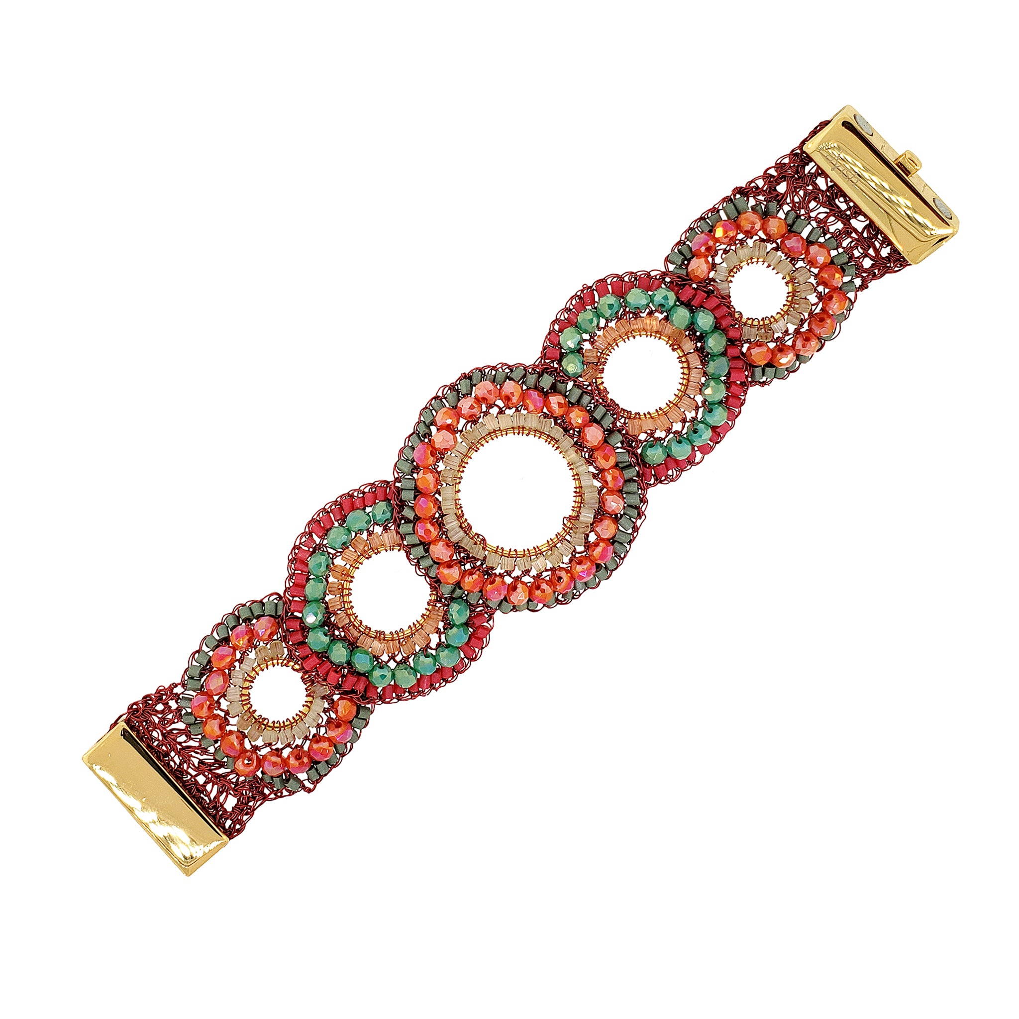 Sunset Coral Mix Gush Handmade Crochet Bracelet
