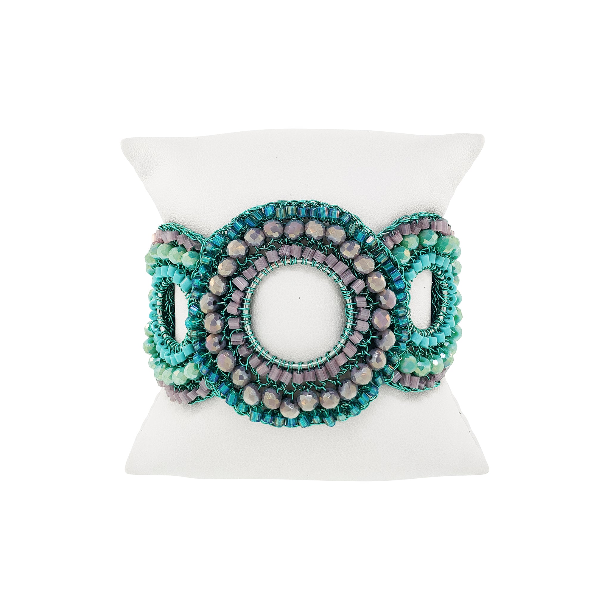 Neon Turquoise Mix Gush Handmade Crochet Bracelet