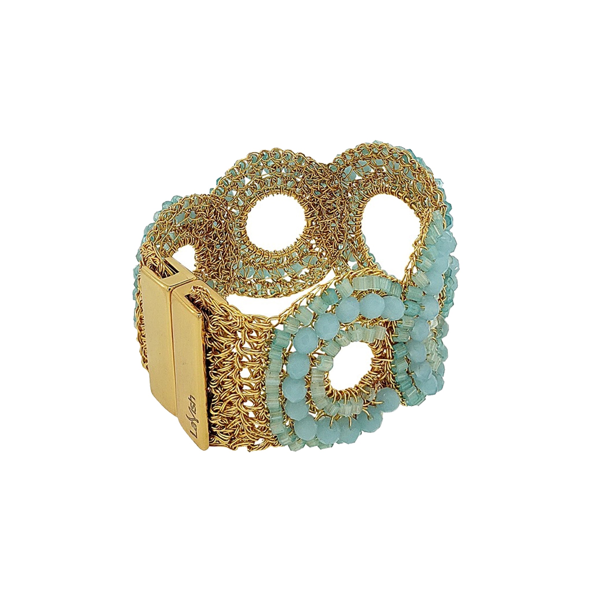 Blue & Gold Gush Handmade Crochet Bracelet
