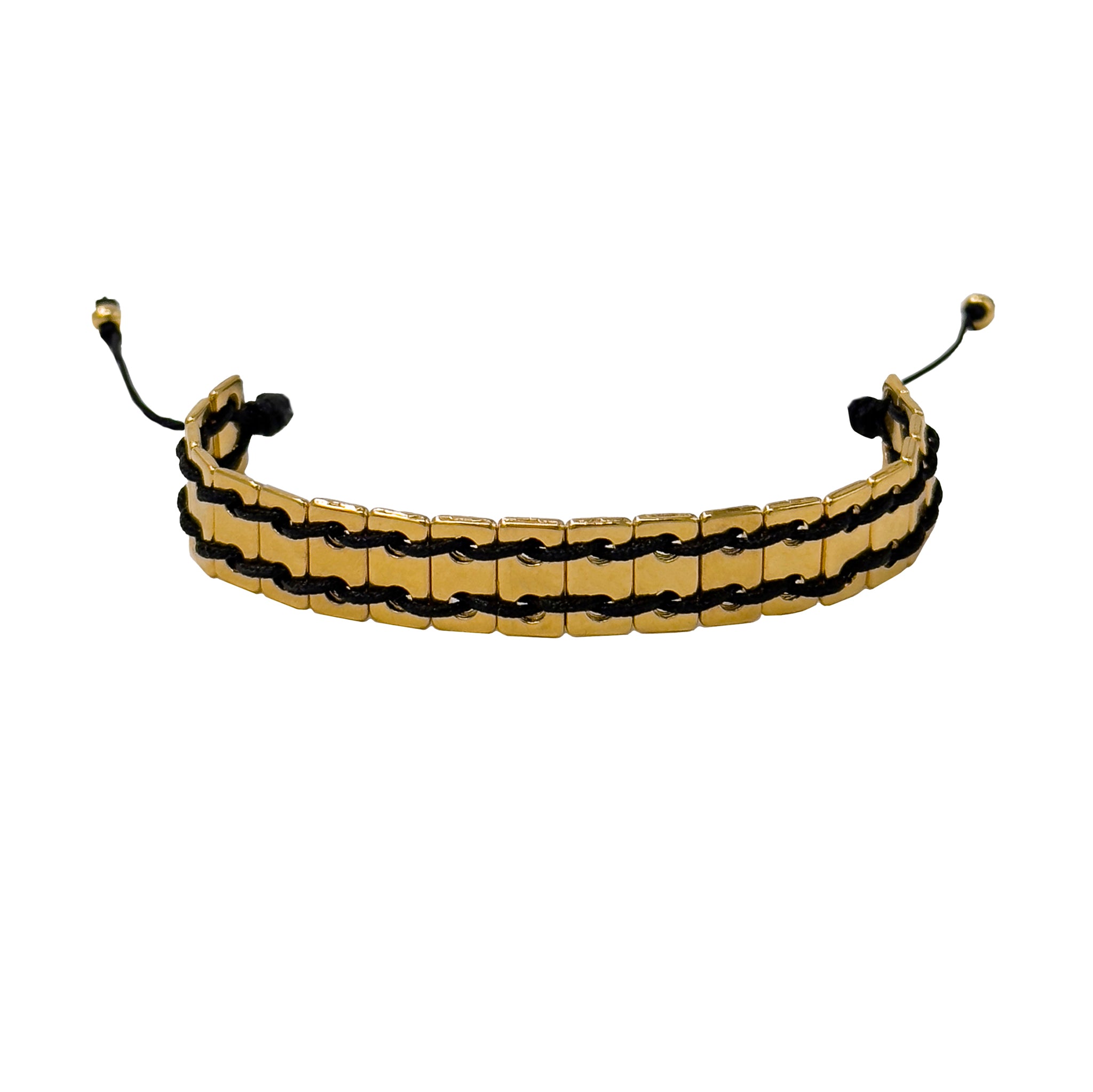 Bracelet With Gold Crossing Parallelograms