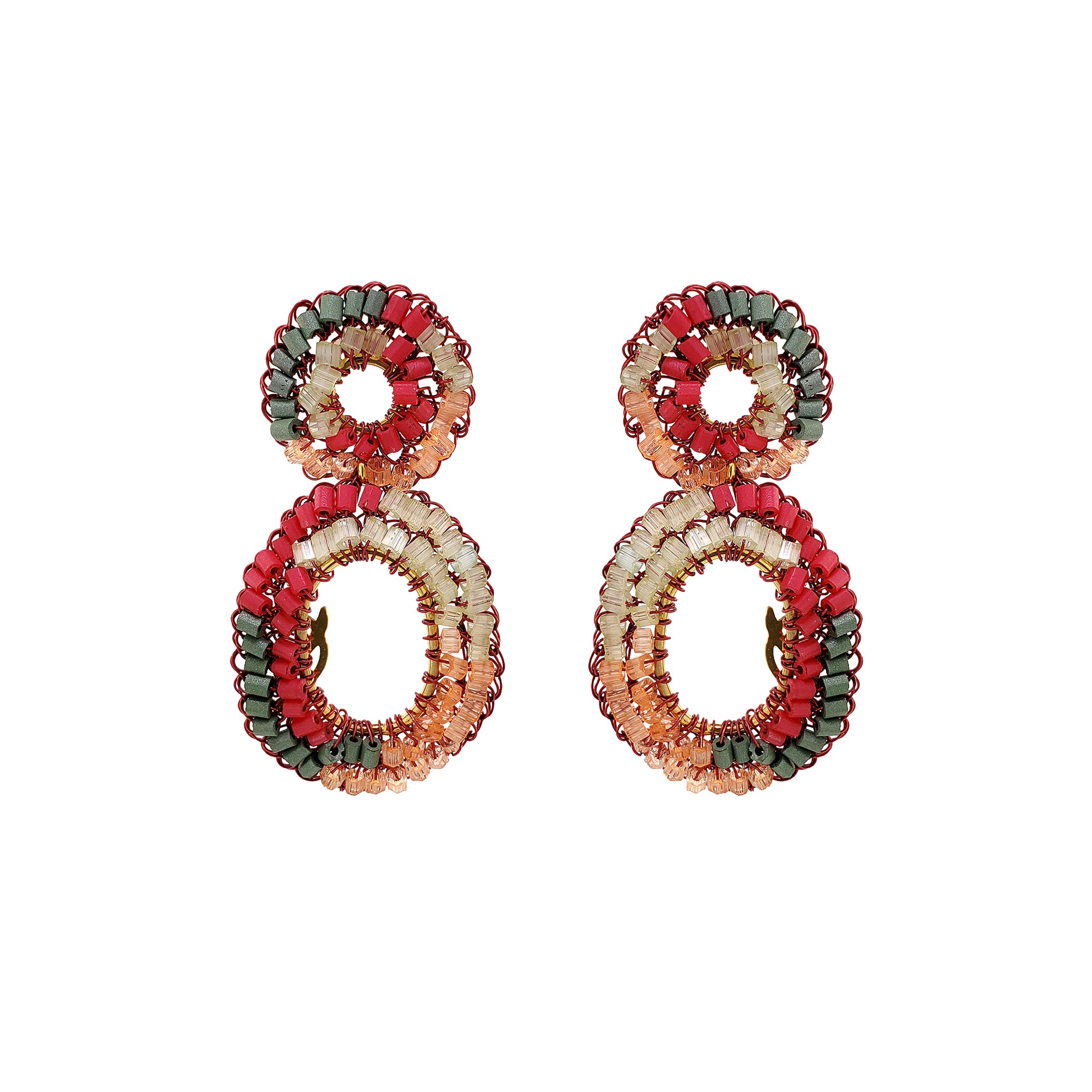Sunset Coral Mix Artemis Mini Handmade Crochet Earrings